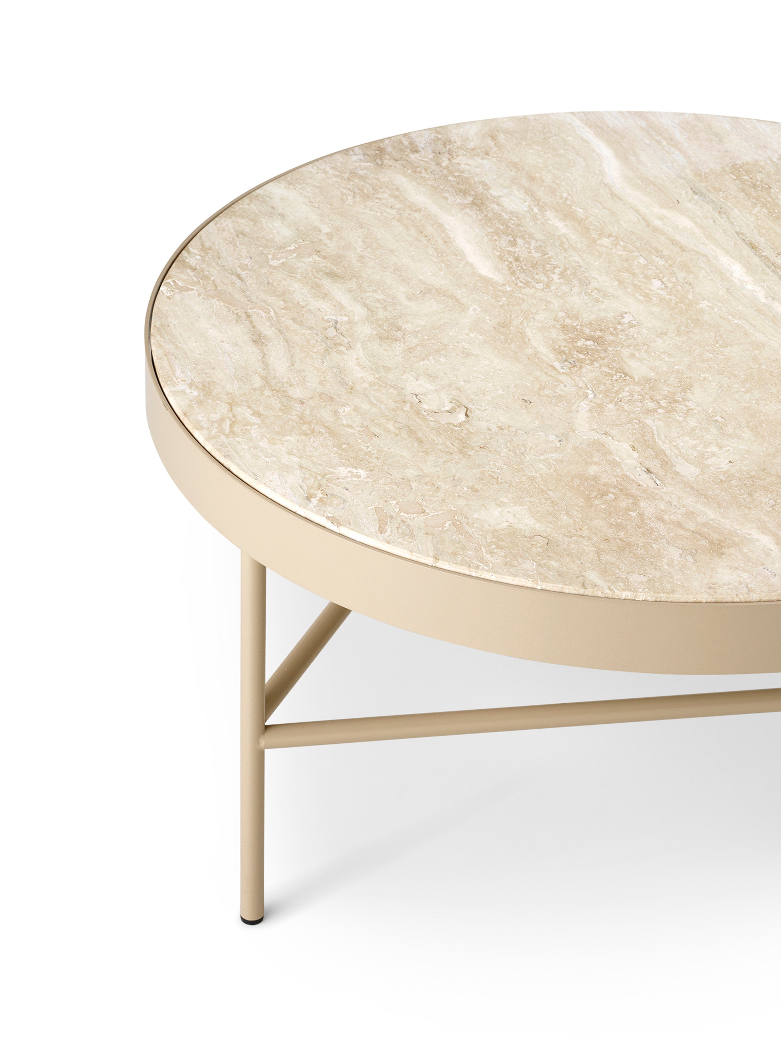 Stolik kawowy TRAVERTINE beżowy trawertyn – metal