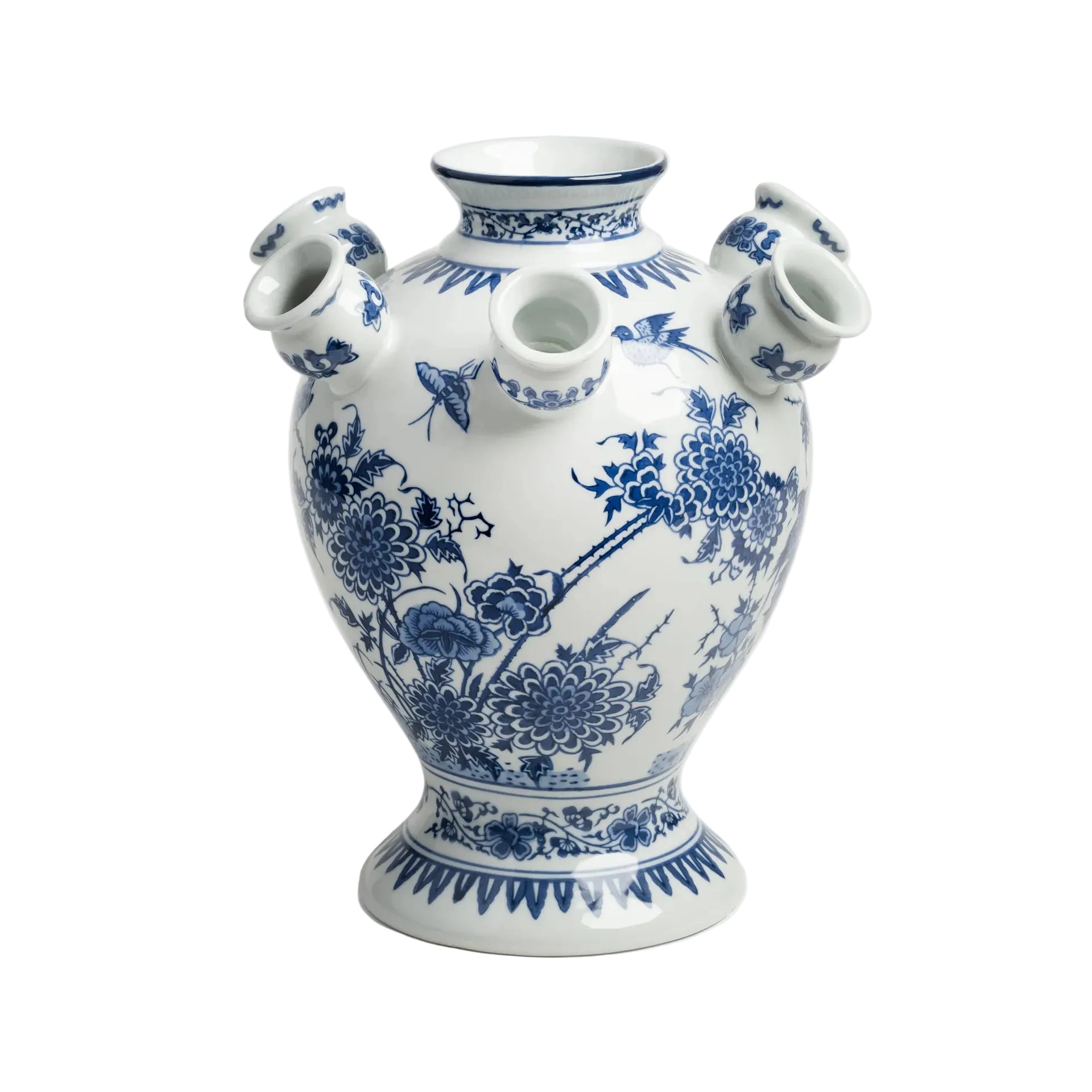 Vase TULIP CASCADE weiß mit Blau