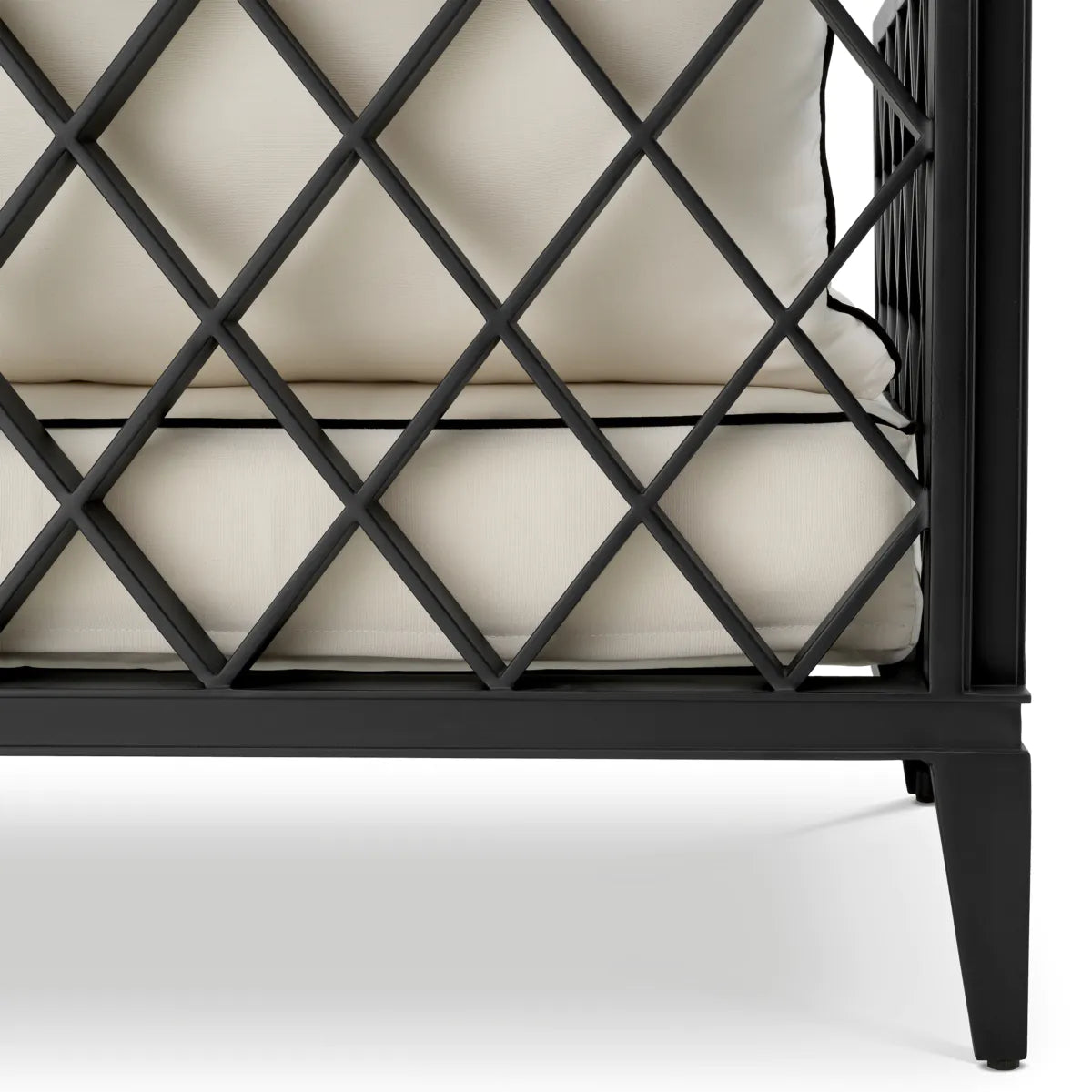 Sofa 2-sitzige Außen OCEAN CLUB schwarz mit cremefarbenem