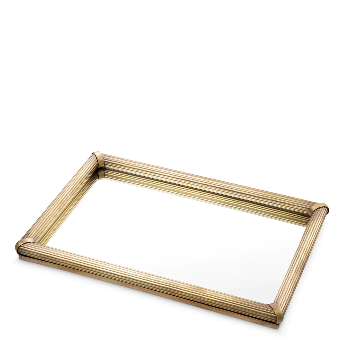 Glass tray LENORA antique brass