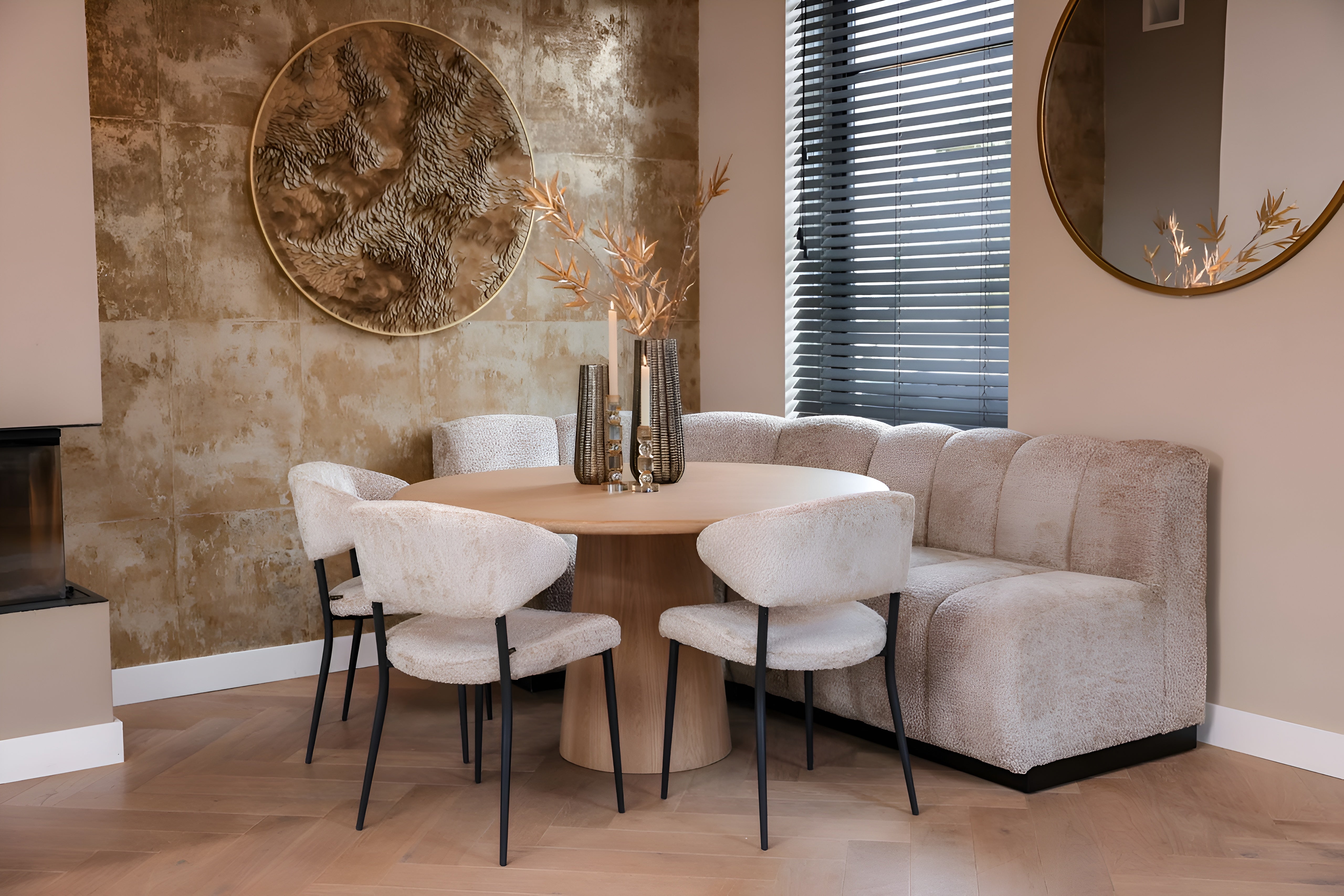 HILLPARK Corner Sofa - Rounded Beige Central Element