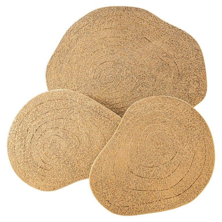 Zestaw stolików kawowych SYMBA antyczny złoty z czarną podstawą