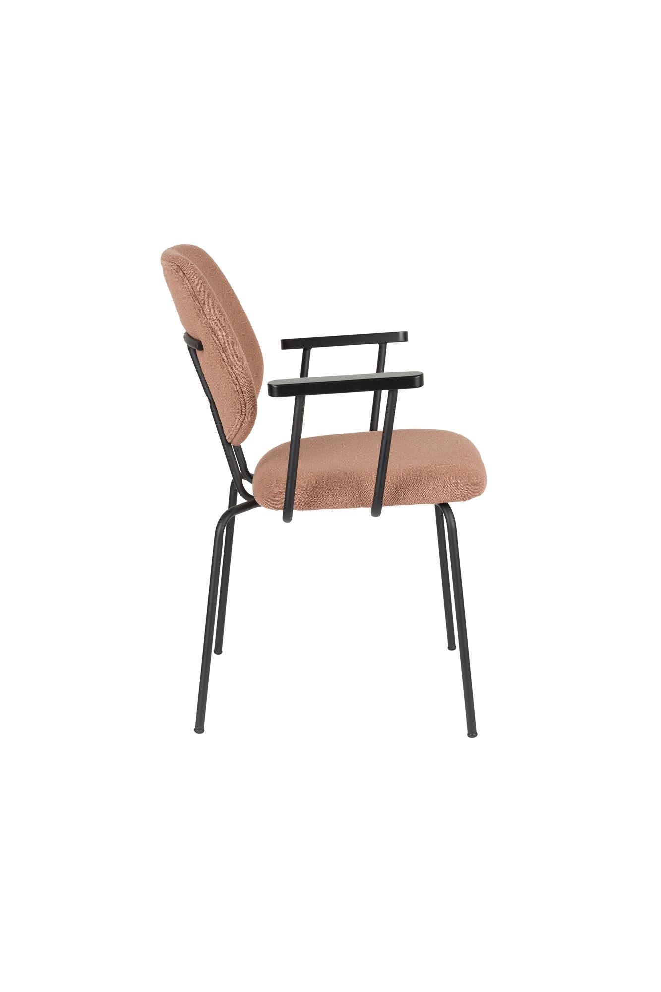 Armlehnstuhl ZELO rosa mit schwarzem Gestell