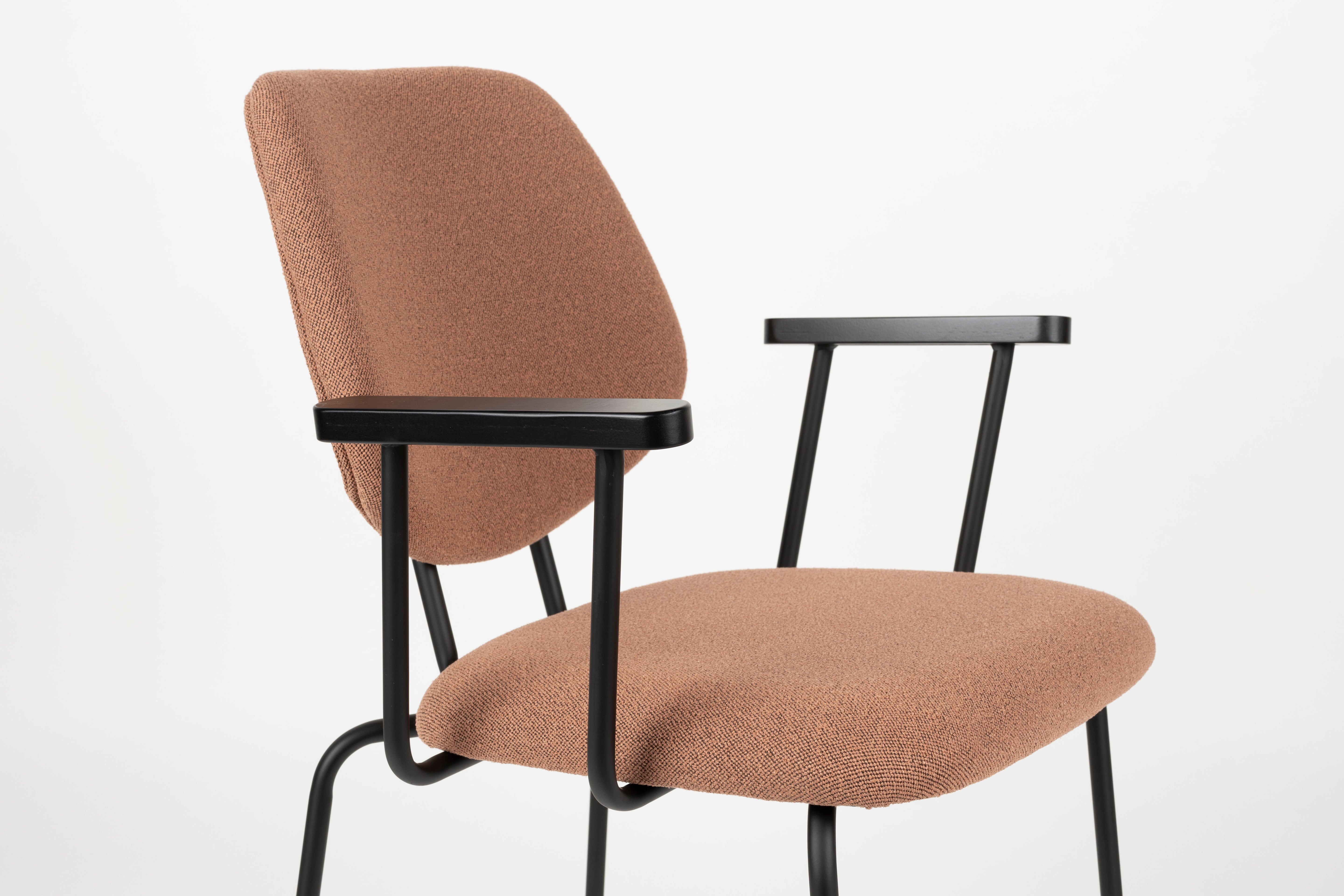 Armlehnstuhl ZELO rosa mit schwarzem Gestell