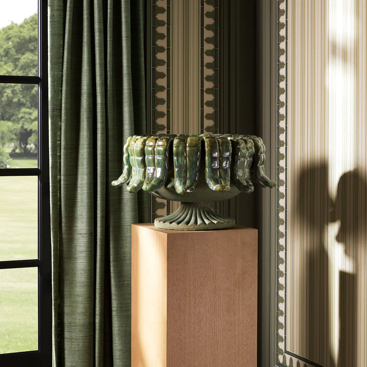 Buitenpot GRANTHAM groene keramiek