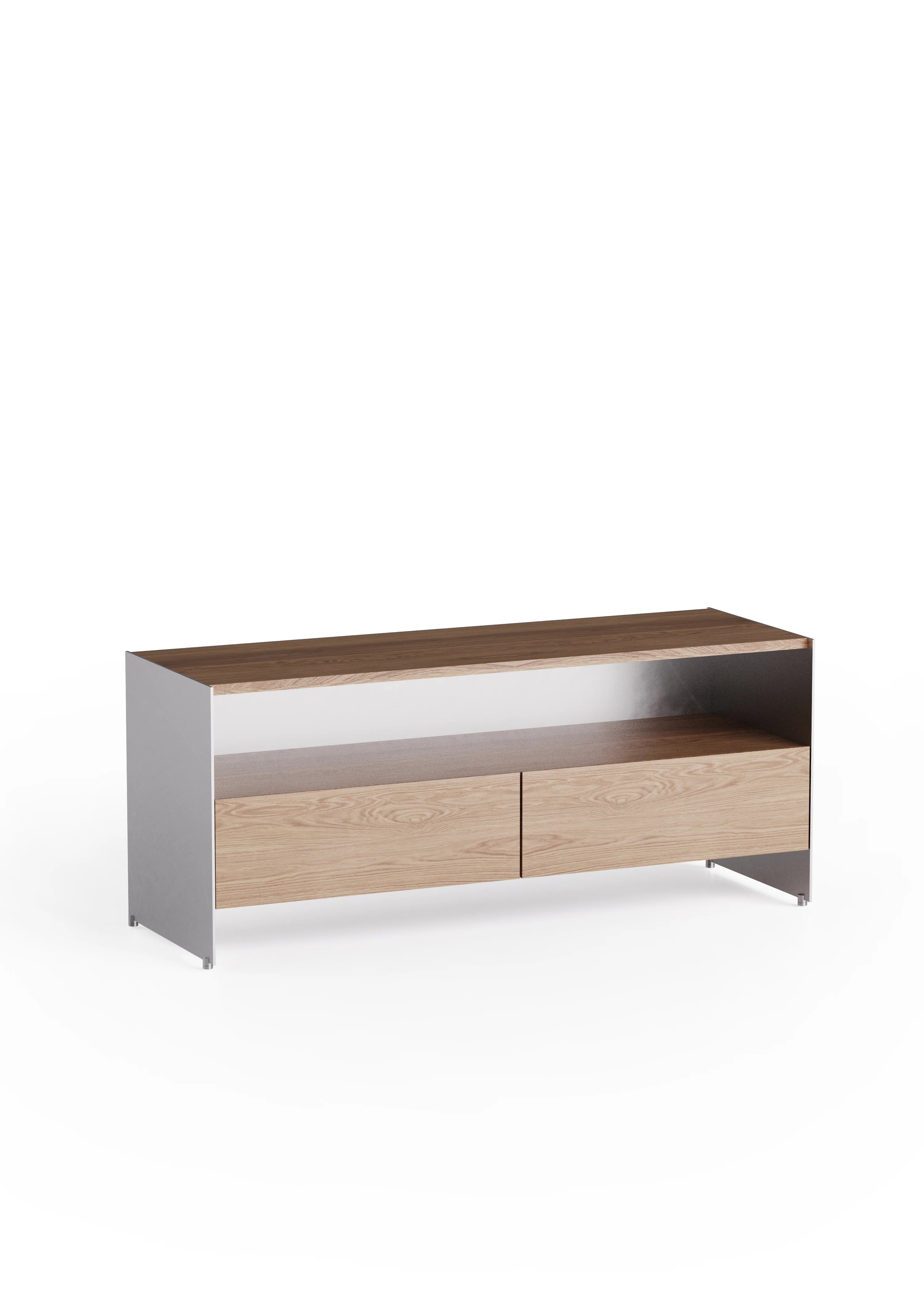 ALOX 120 kast van eikenhout met aluminium afwerking