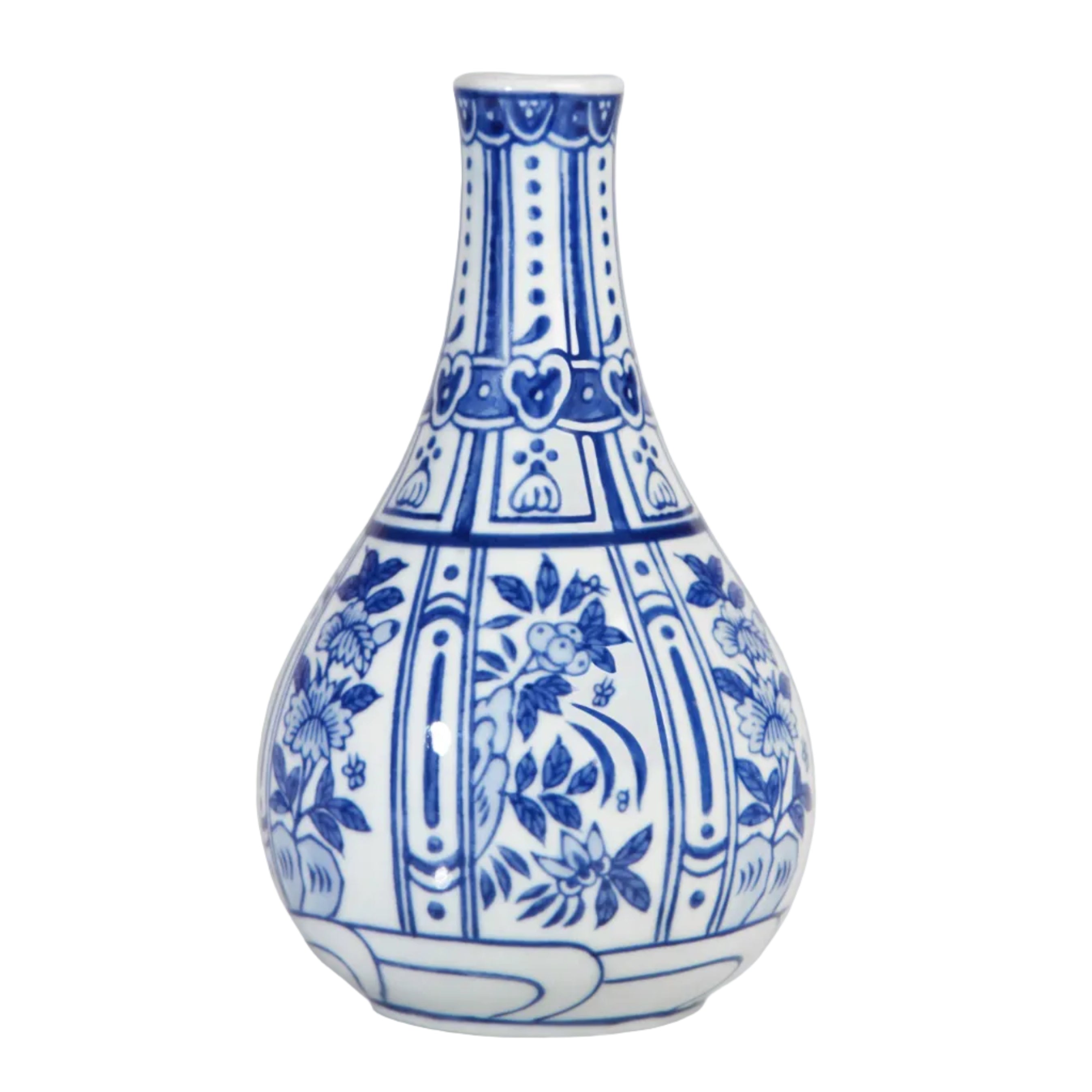 Vaas FLOWERS DOTS wit met blauw