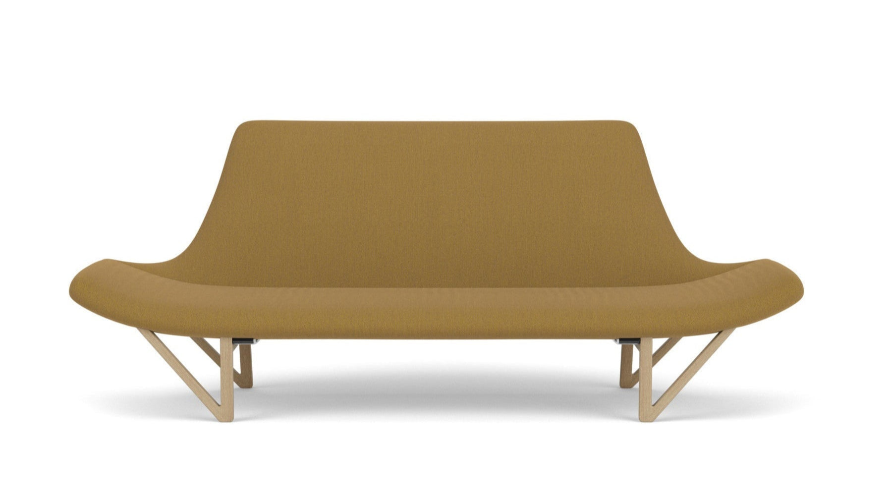 Sofa PAGODE mosterdgeel met eiken basis
