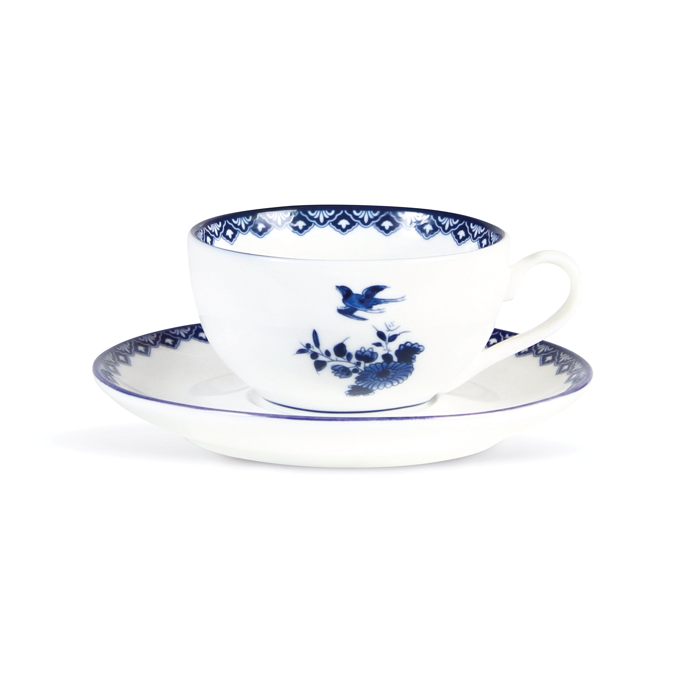 Set of cups with saucer DELFTWARE white with blue