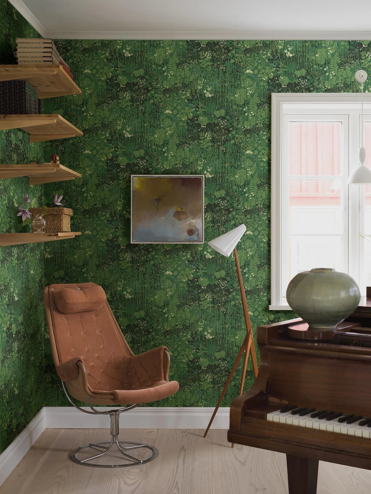 Green Leaf Pattern Wallpaper DIKESREN