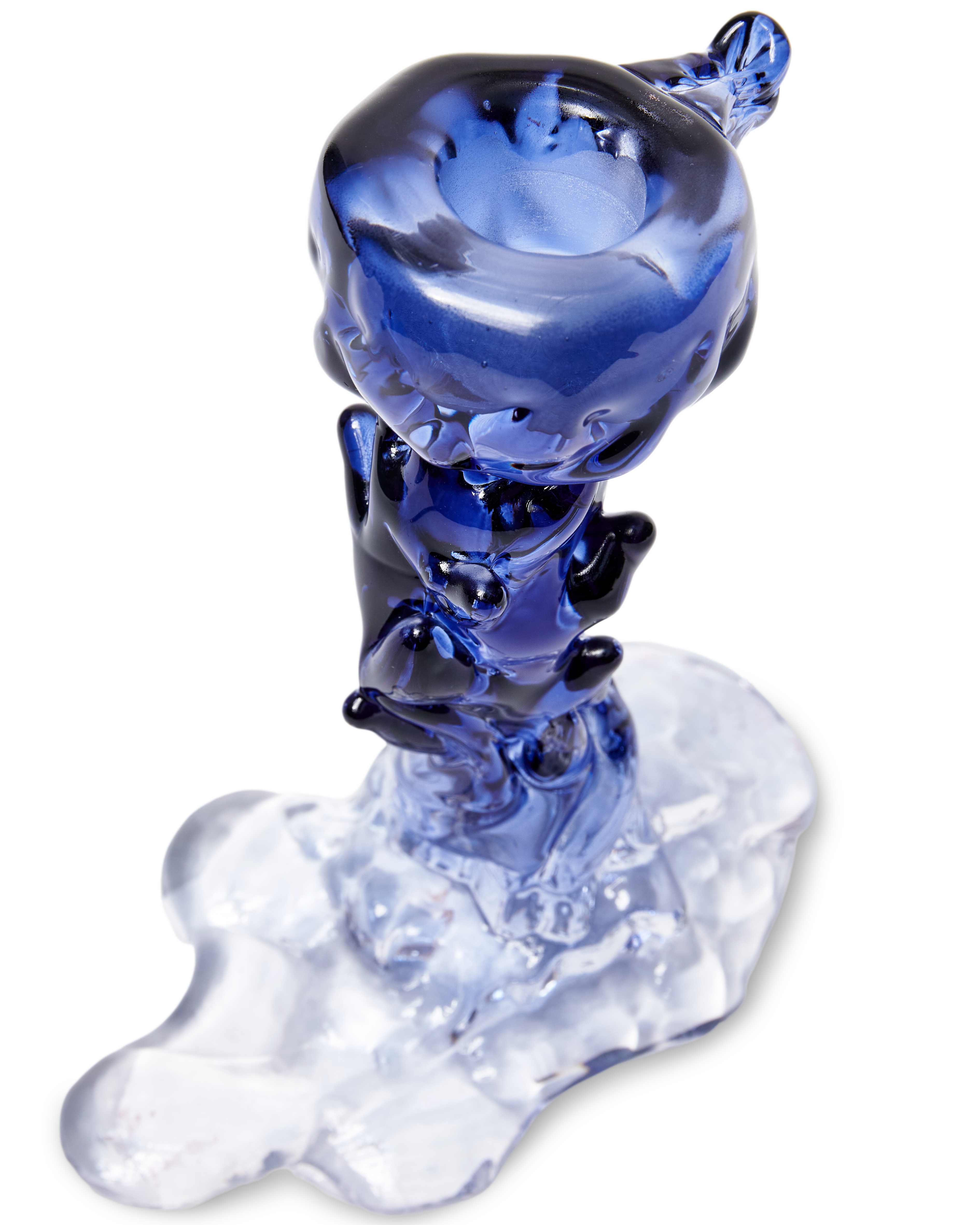 Kaarsenhouder GLAS DRUP blauw