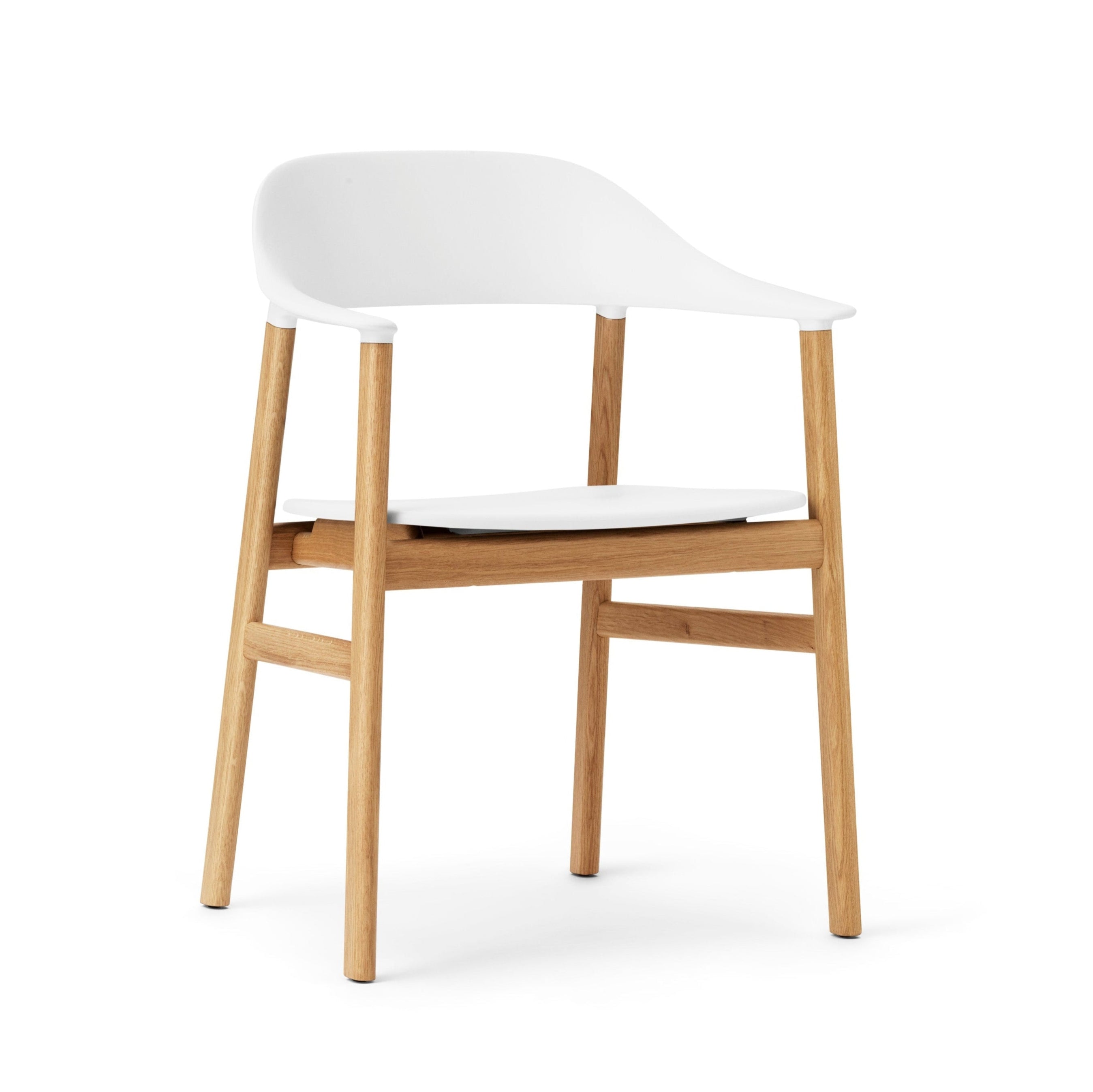 Chair with armrests Herit White with a natural oak base