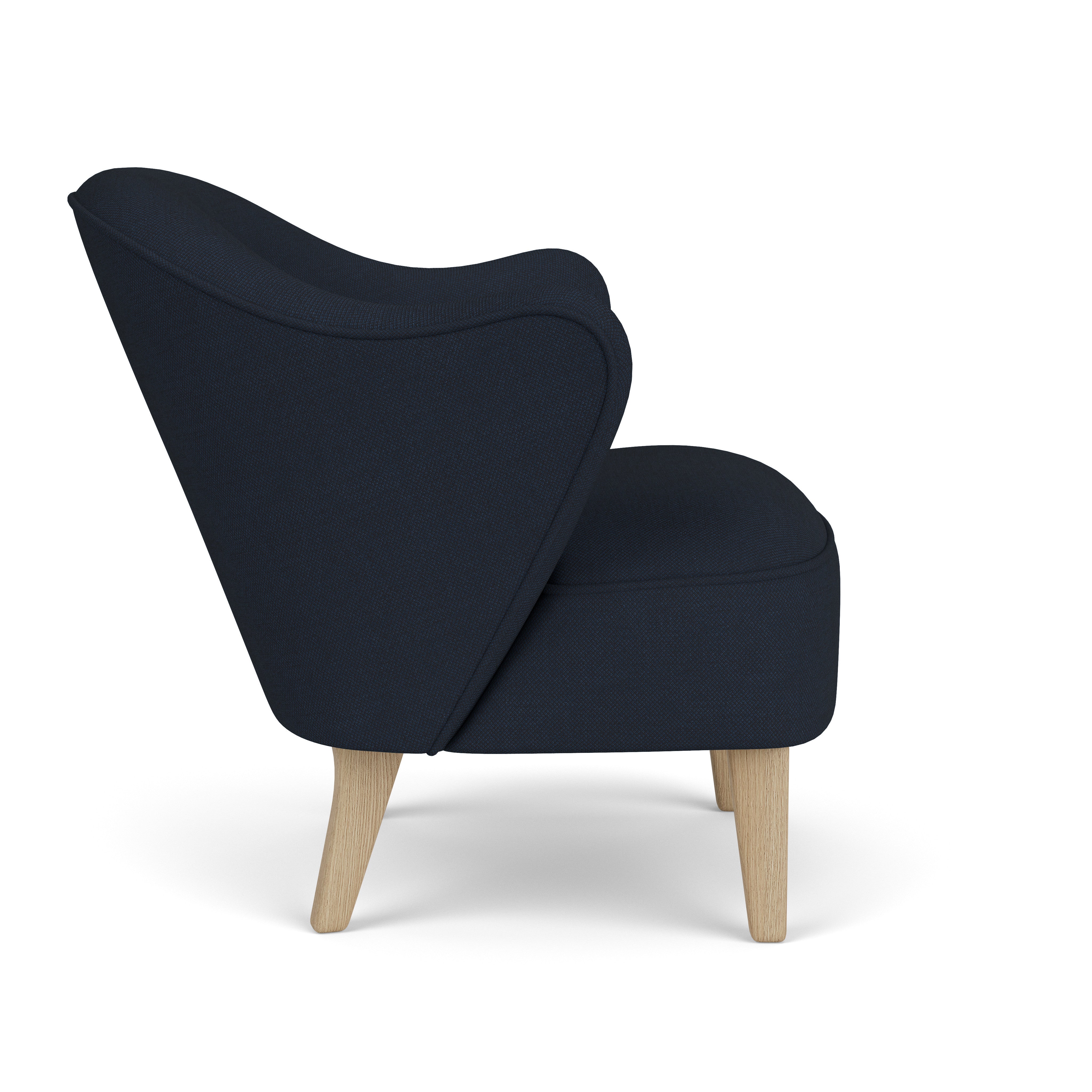 INGEBORG armchair in navy blue with an oak base