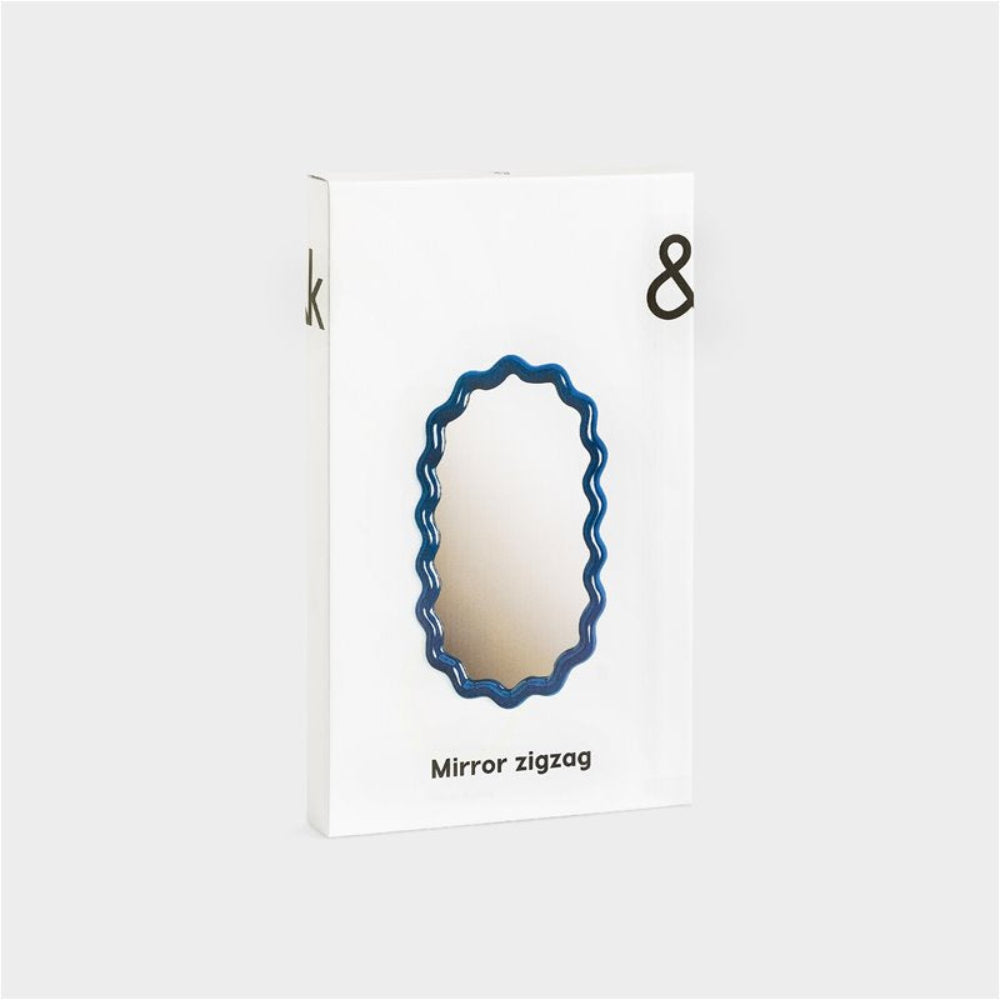 Ovale ZIGZAG spiegel blauw