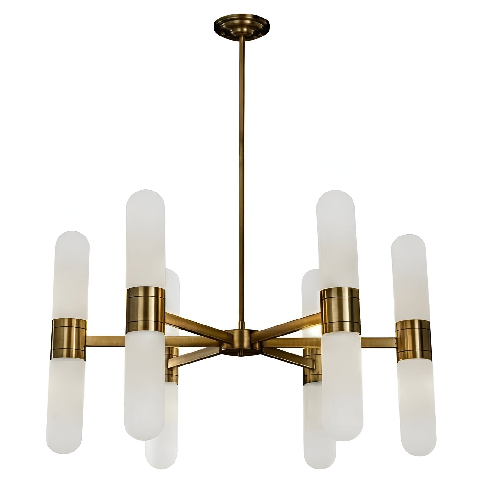 TRICON chandelier with milk glass and brown