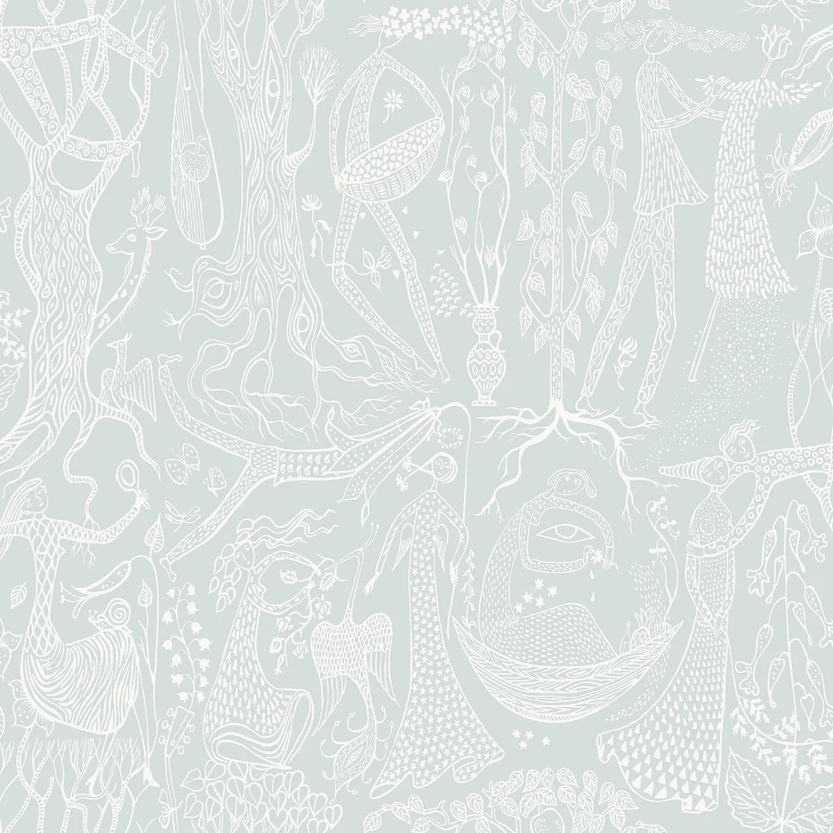Ethnic Pattern Wallpaper POEME D'AMOUR Sage Green