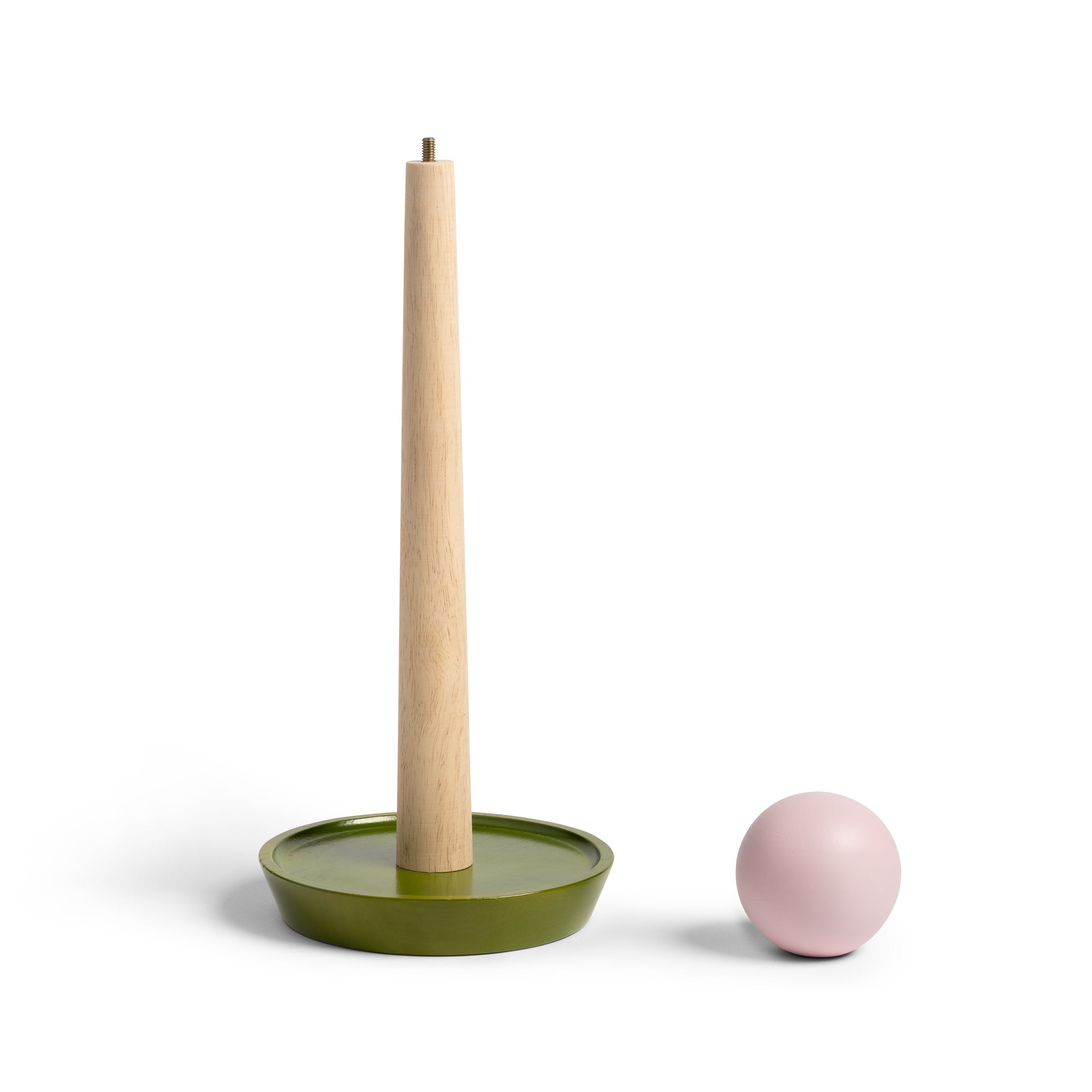 Houten keukenrolhouder HALMA met groen en roze