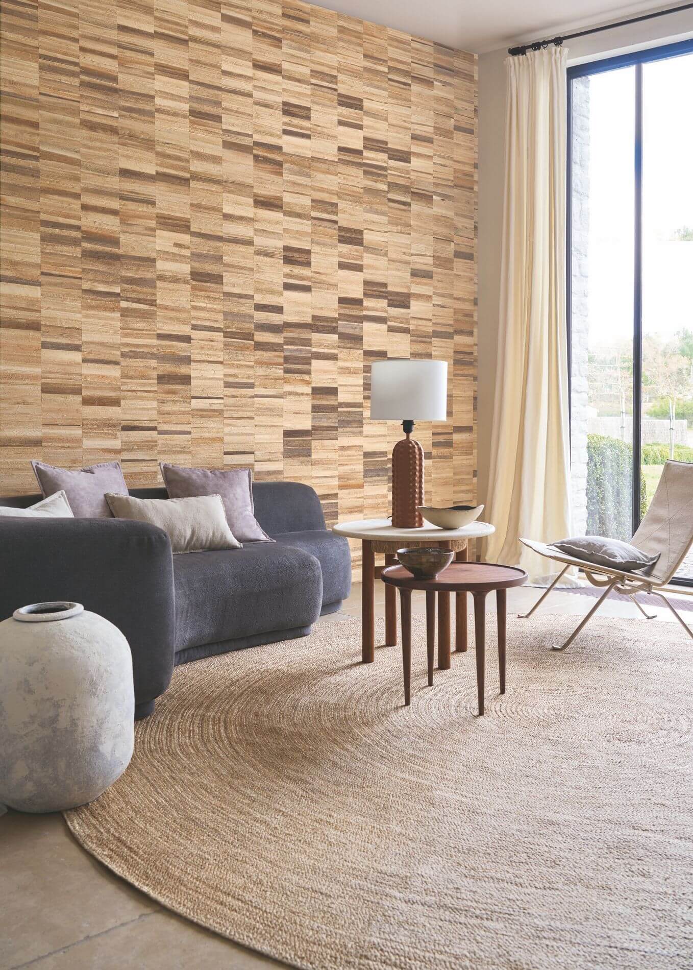 Natural structural wallpaper made from banana leaves BANANIER - IVORY