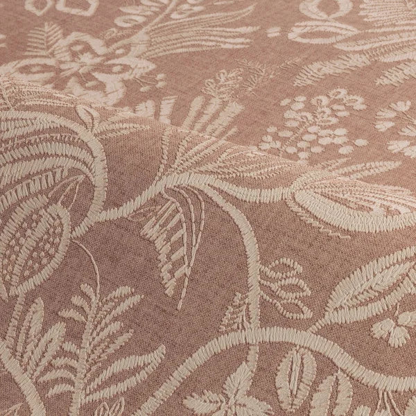 Strukturierte Tapete mit floralem Motiv aus Blumen und Blättern PASTEL - NUDE dunkelbeige