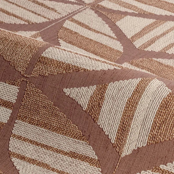 Structural wallpaper imitating embroidery with geometric pattern FILANDRA rosewood