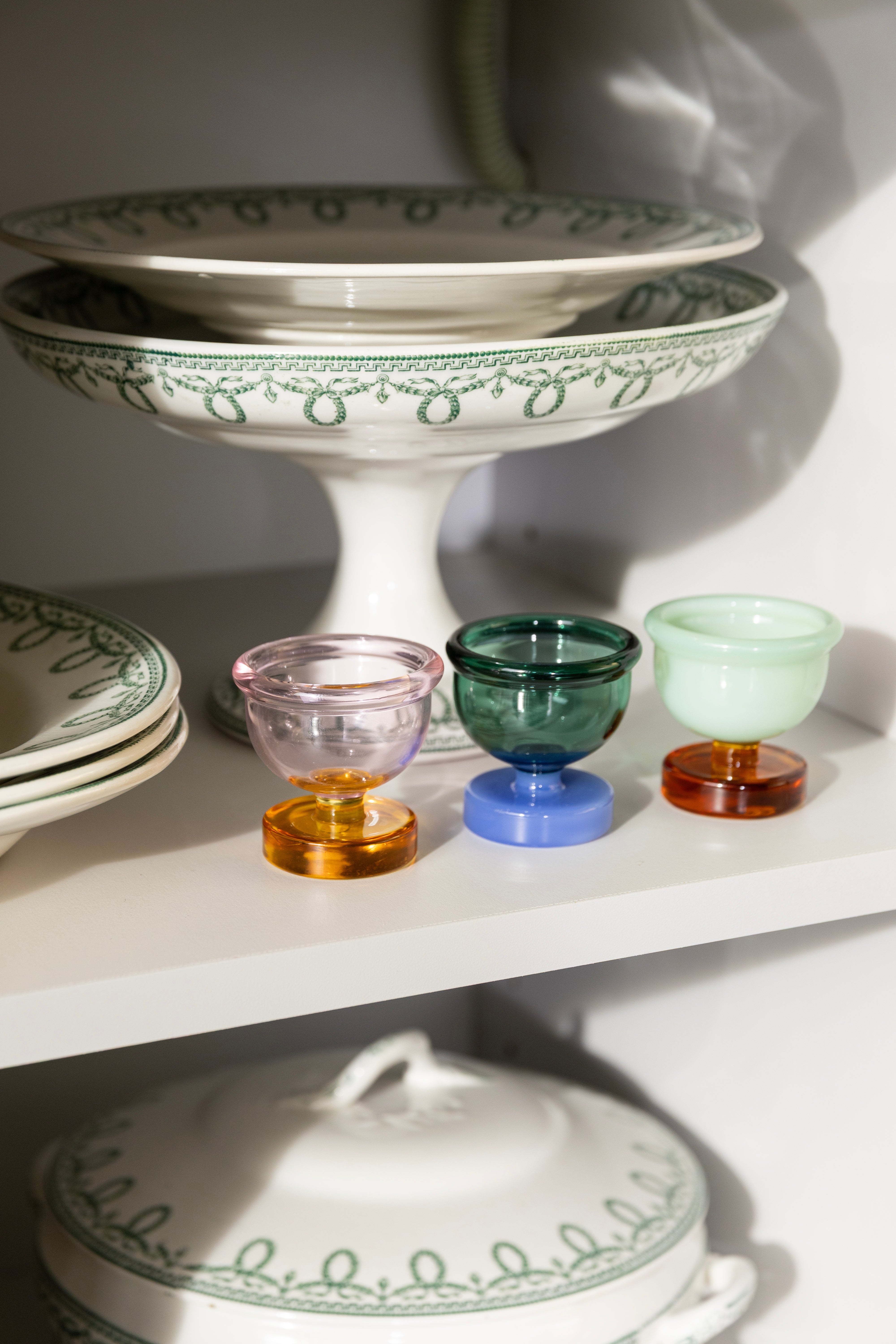 Eierdopjes CANTINE groen met blauw