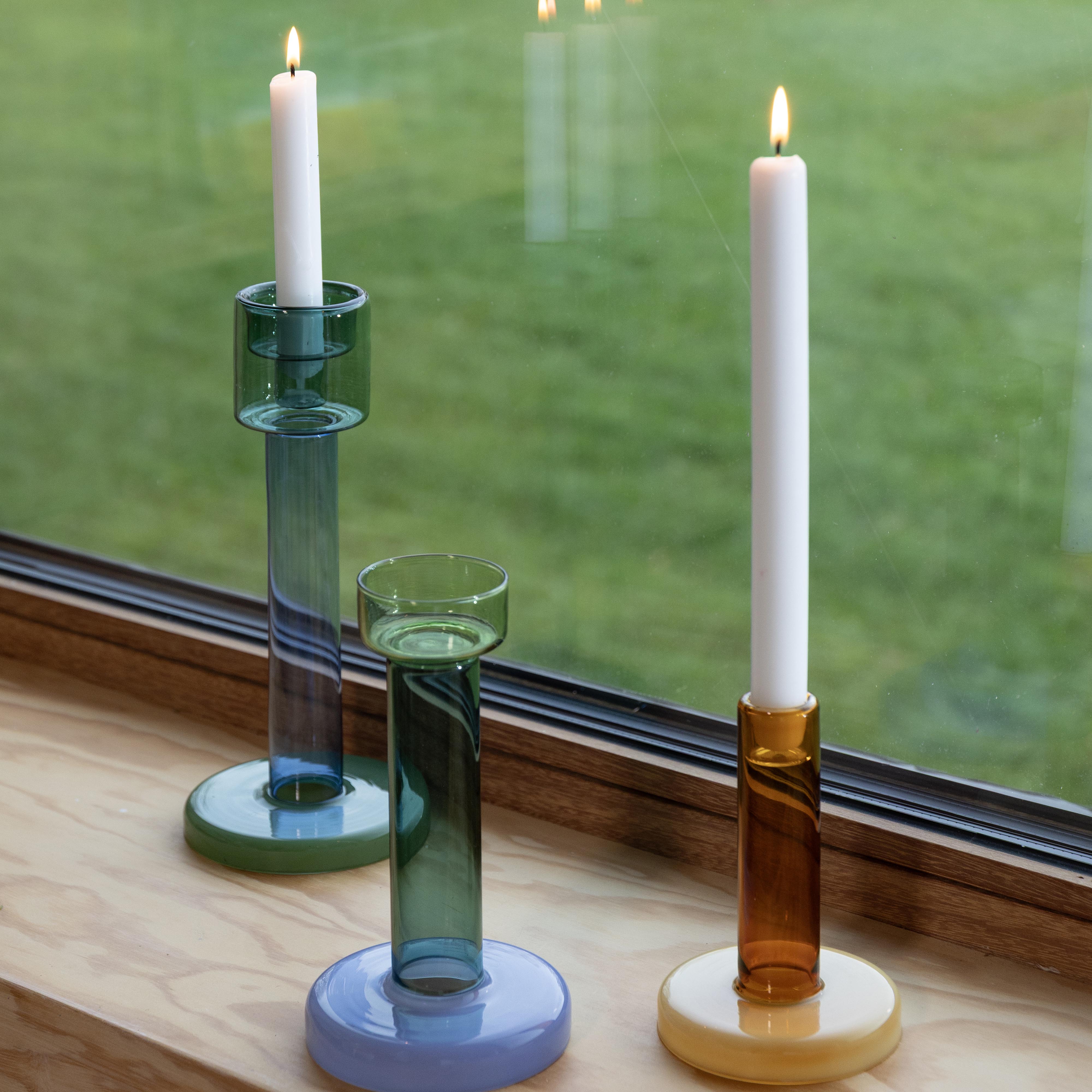 Blue BOLE Candle Holder with Green