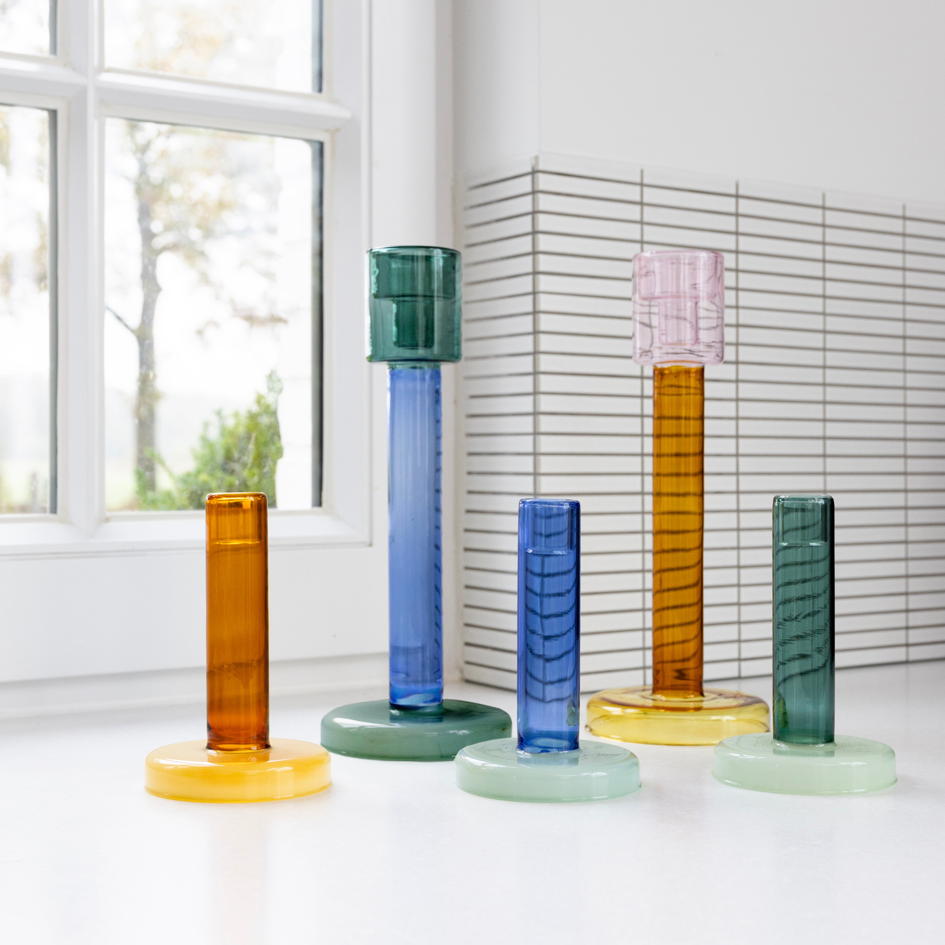 Blue BOLE Candle Holder with Mint