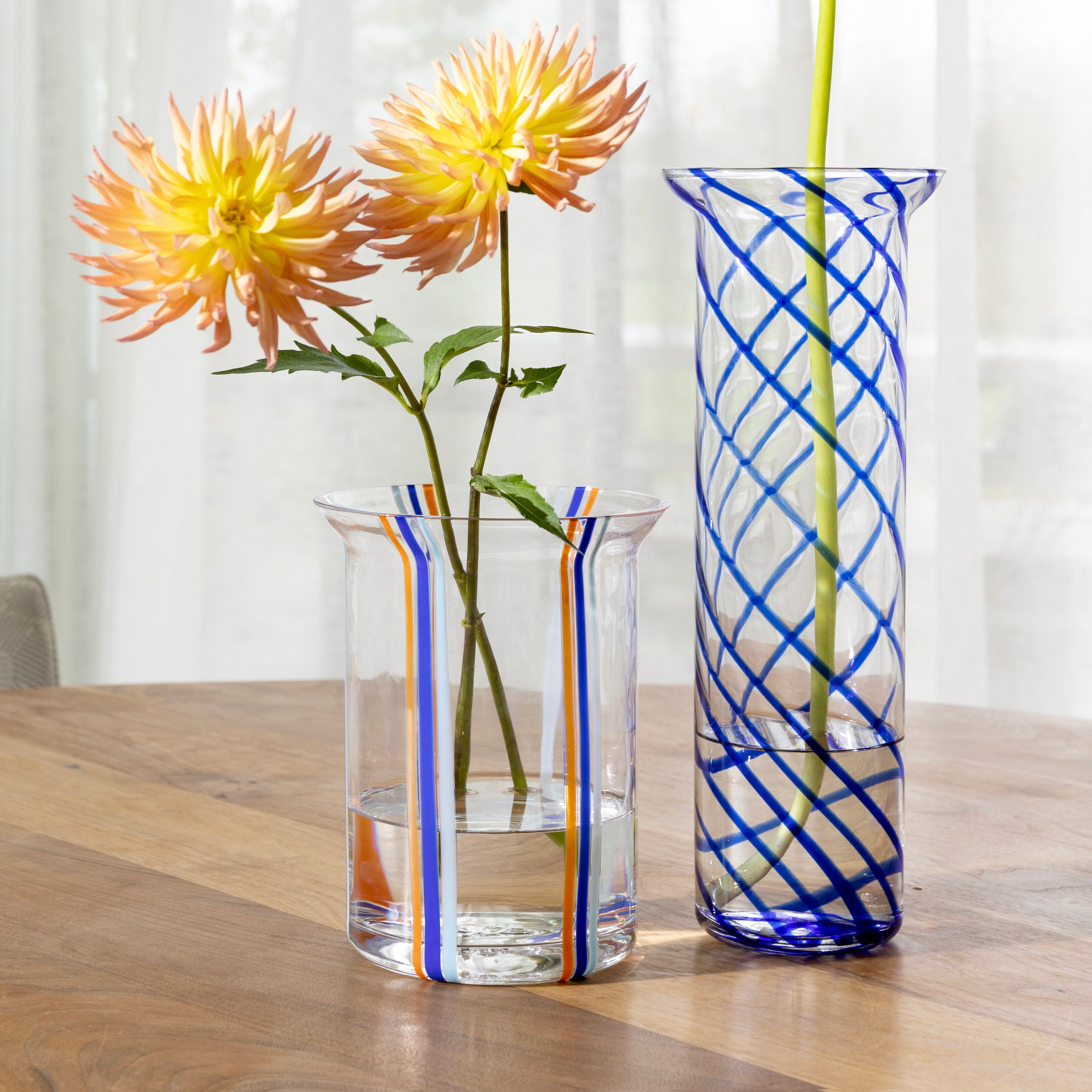 Vase YOGU SPIRAL blaues Glas