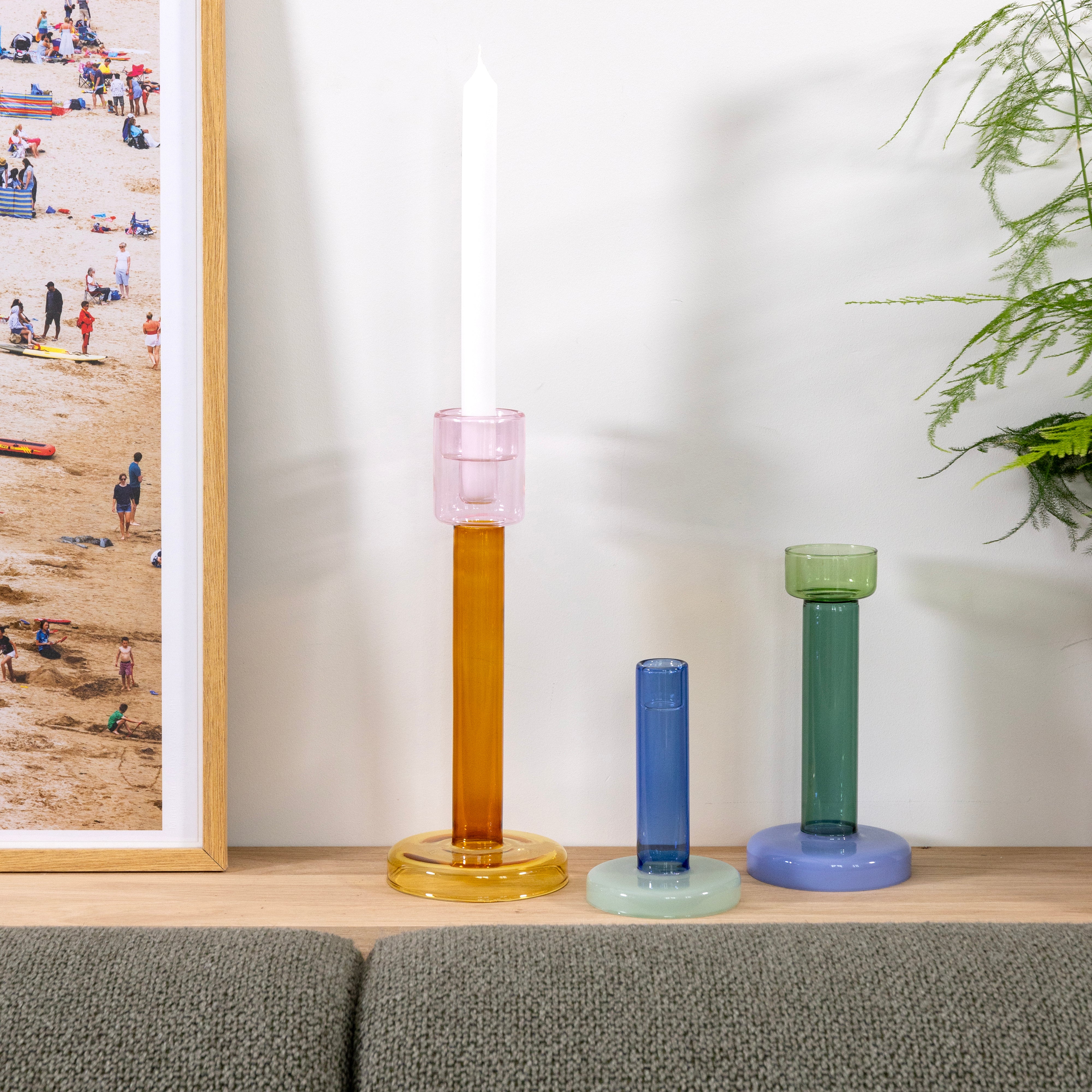 Blue BOLE Candle Holder with Mint