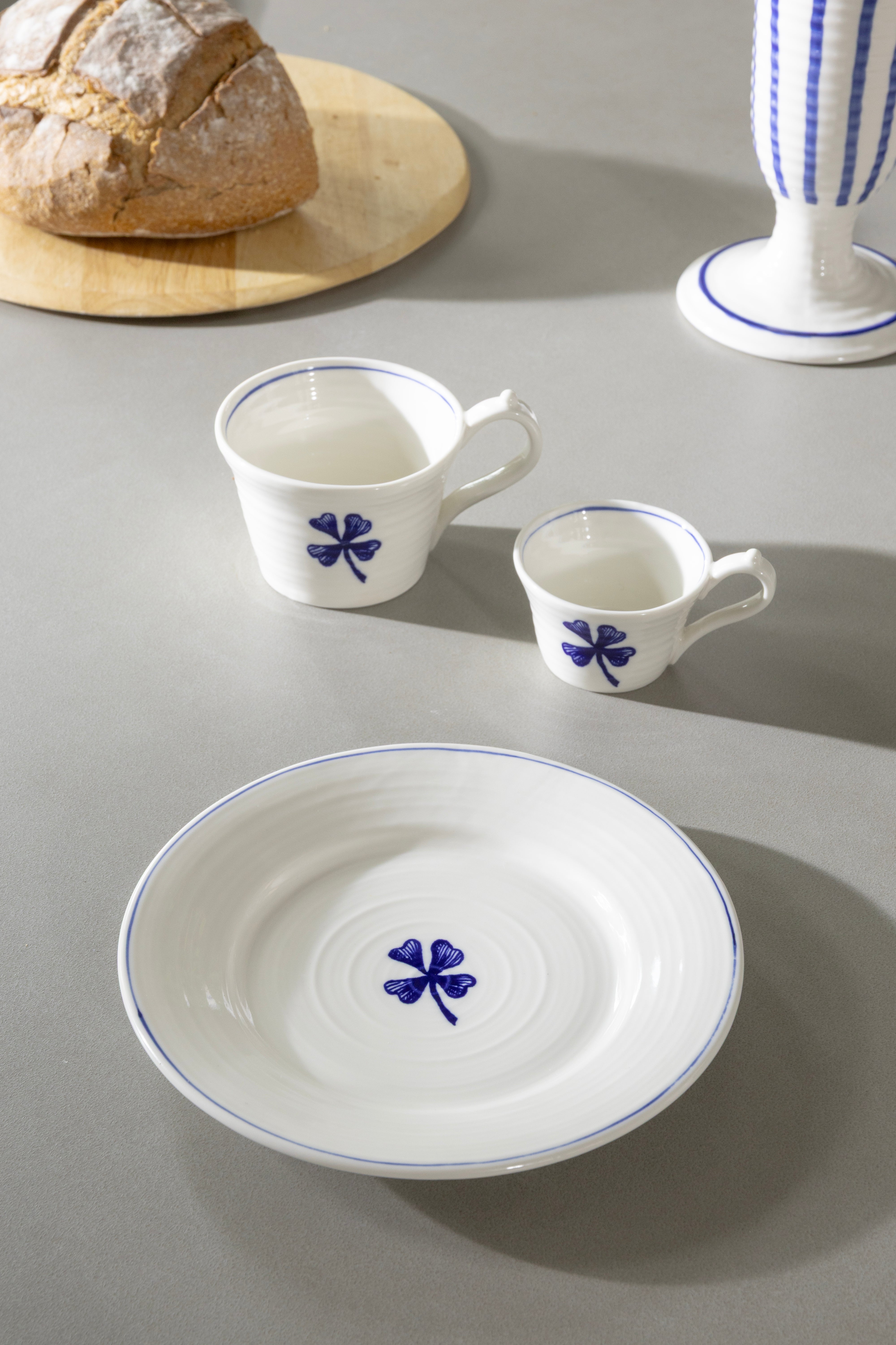 ANOUK CLOVER white and blue plate set