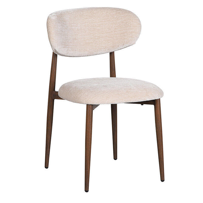 JAPANDI Stuhl beige mit dunklem Holzgestell