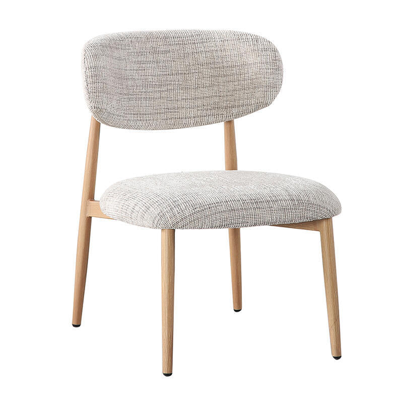 JAPANDI fauteuil grijsbeige met houten basis