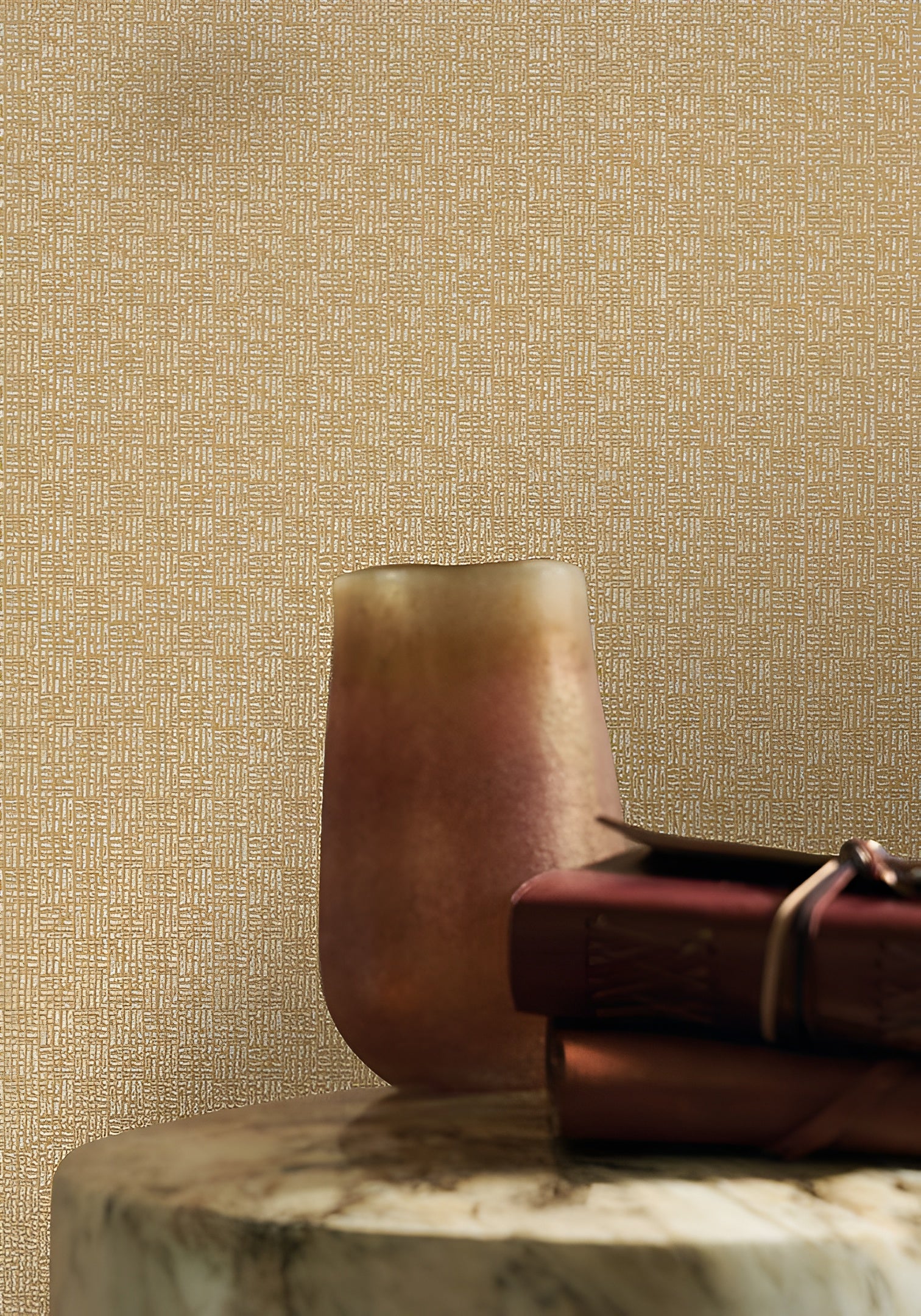 Structural woven wallpaper mimicking mosaic WAGARA - ARGENT beige