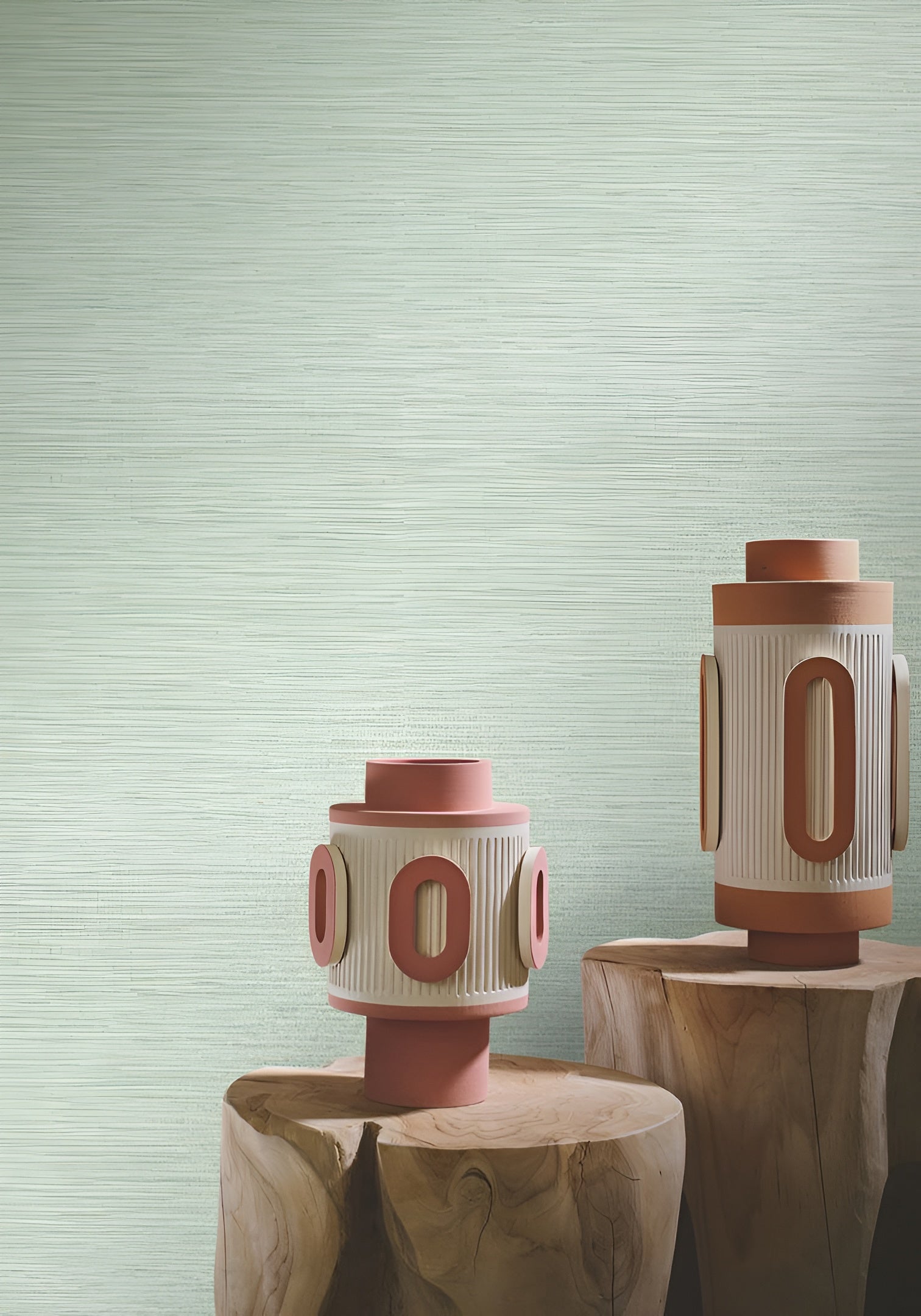 Structural wallpaper imitating canvas OCCITAN - OPALINE light green