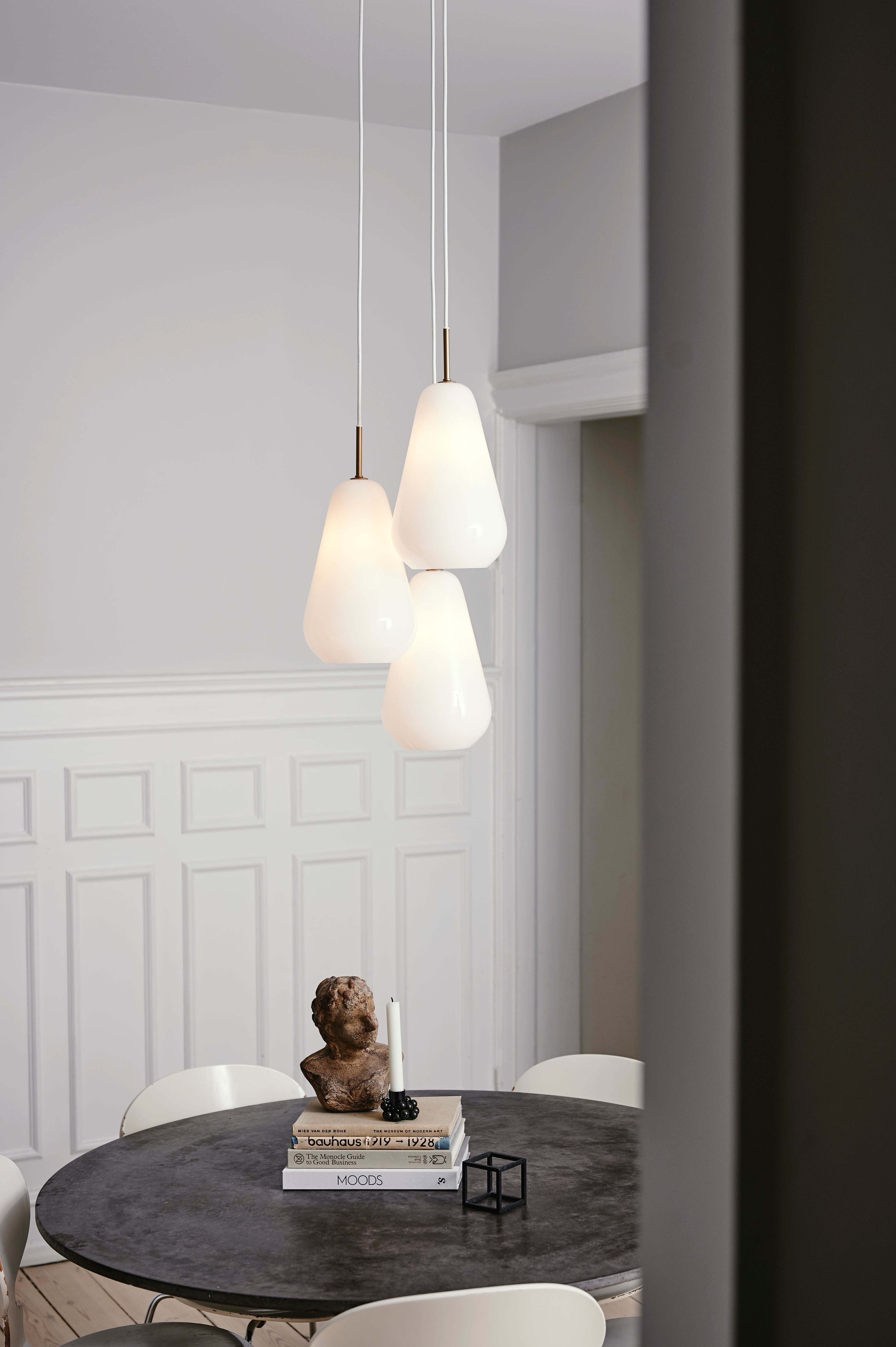 Hanglamp ANOLI 3 goud met opaalglas