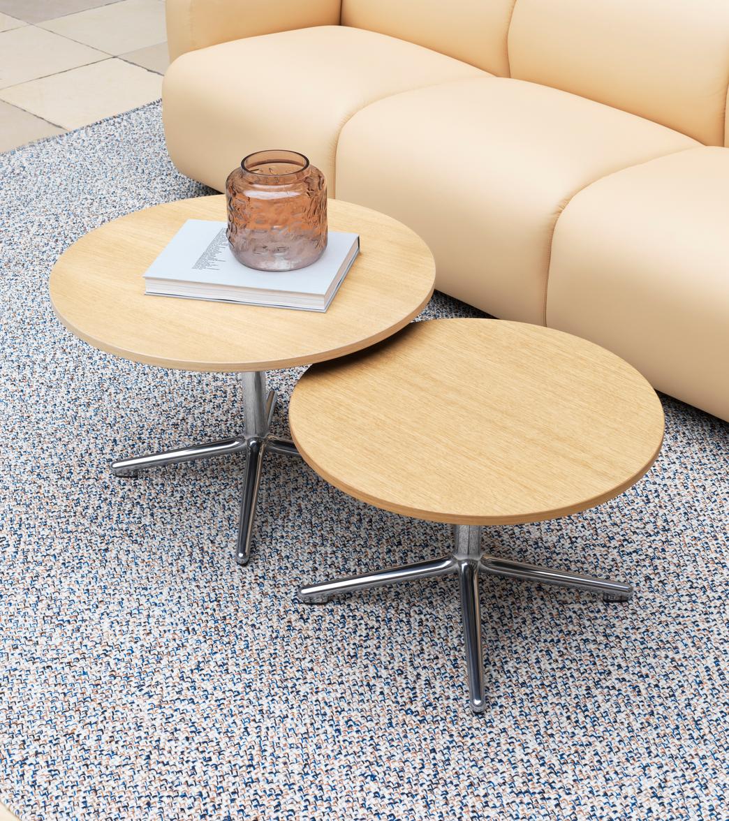 Coffee table Lunar Natural oak top with an aluminum base