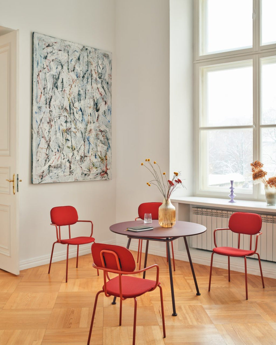 Gestoffeerde stoel NEW SCHOOL met metalen basis