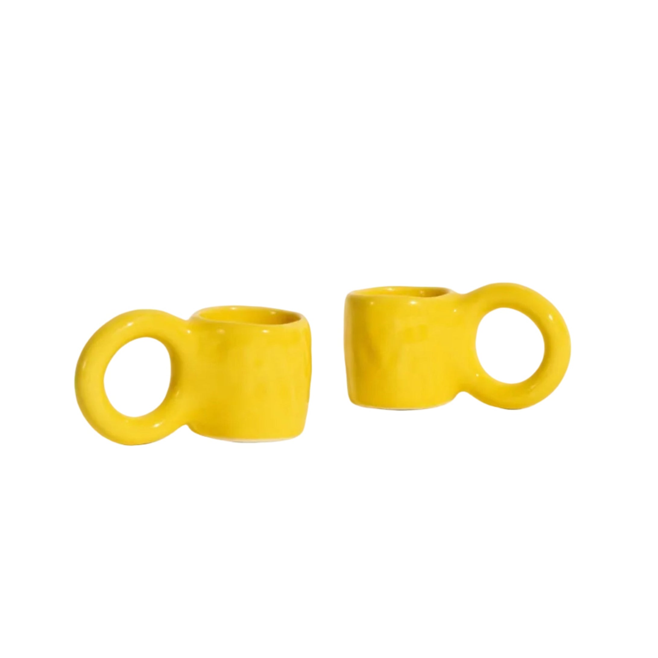 Set van gele espresso kopjes DONUT