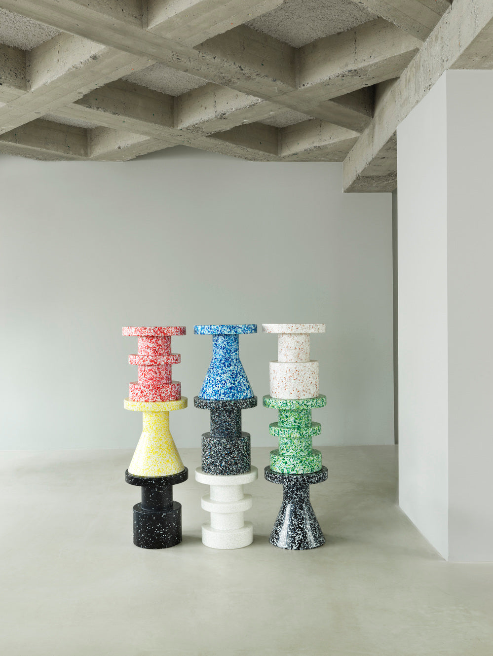 Black bit side table with a colorful finish