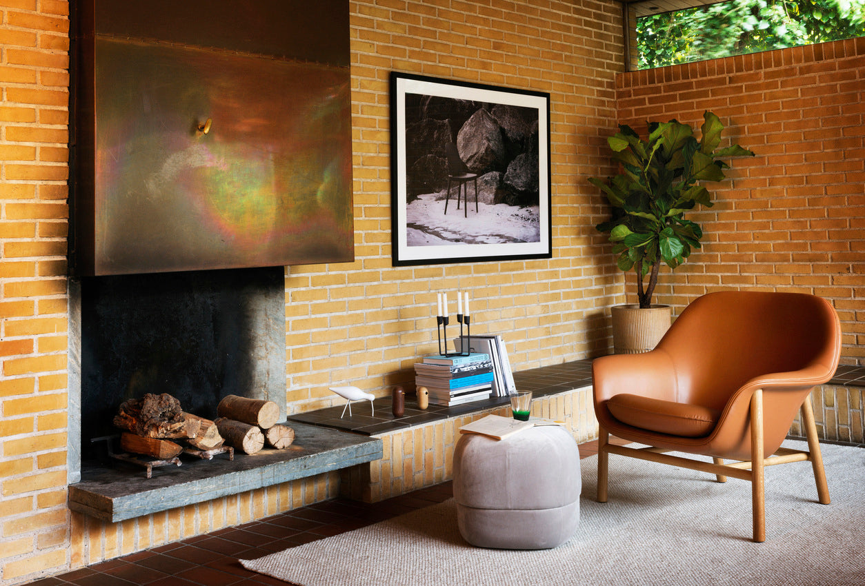 Drape Low armchair with a black oak base