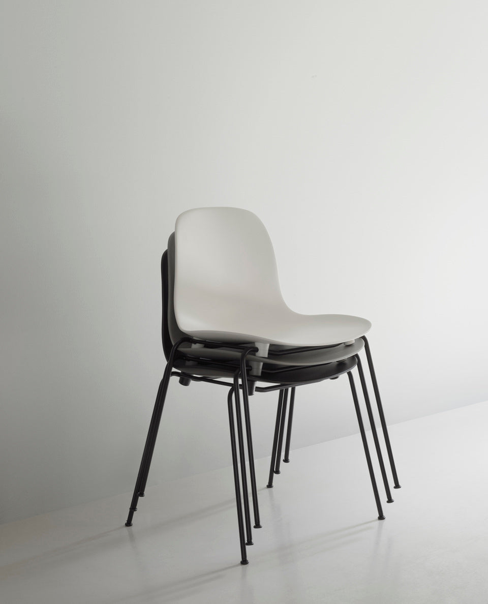 Chair of Forms Stacking Gray with a black base