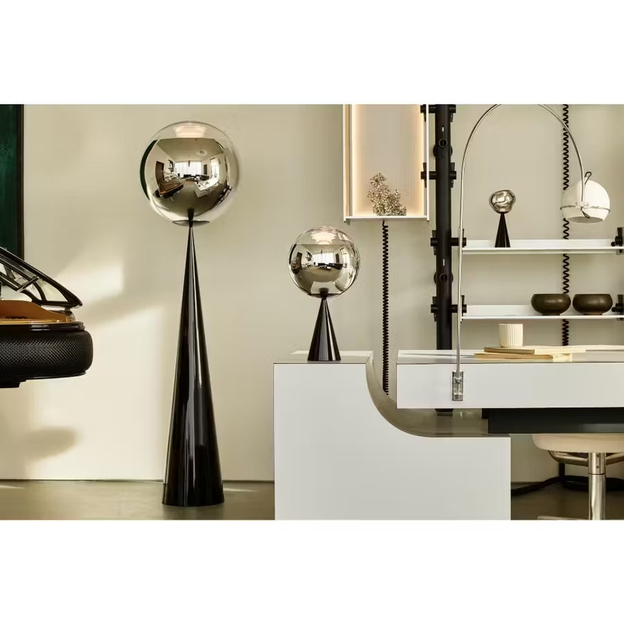 Tafellamp MELT zilver met zilveren voet