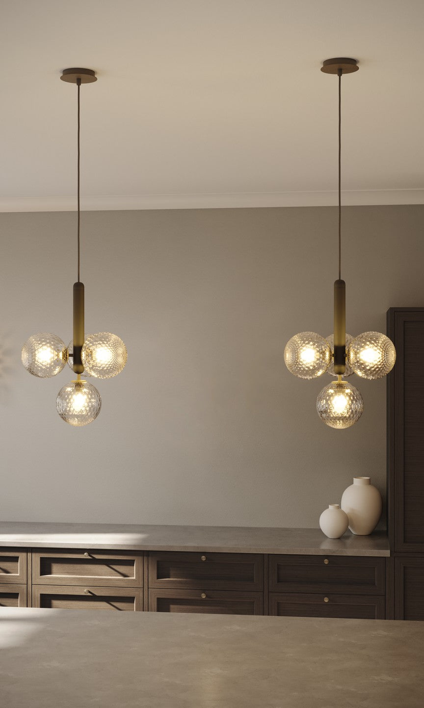 Hanglamp MIIRA 4 grafiet met transparant glas