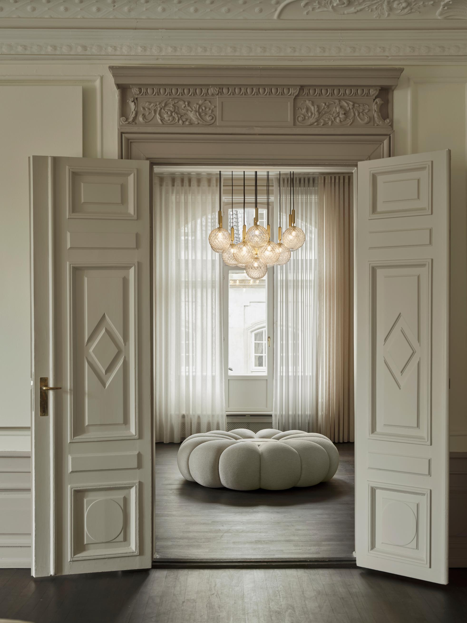 Hanglamp MIIRA 13 messing met opaalglas