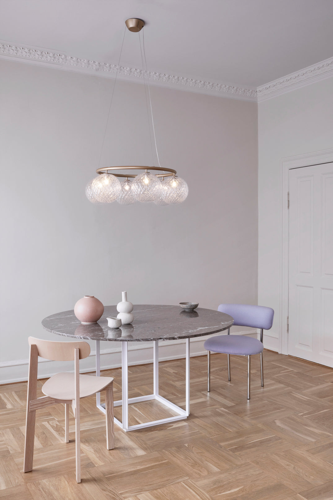 Hanglamp MIIRA 6 CIRCULAR messing met transparant glas
