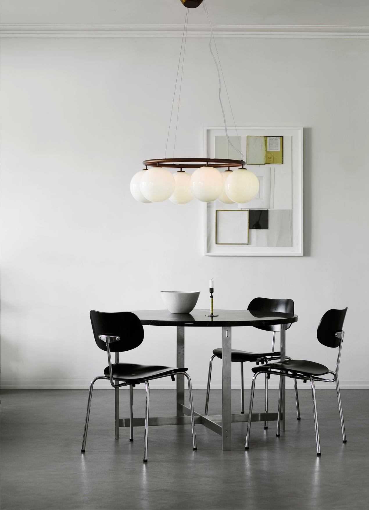 Hanglamp MIIRA 6 CIRCULAR donkerbruin met opaalglas