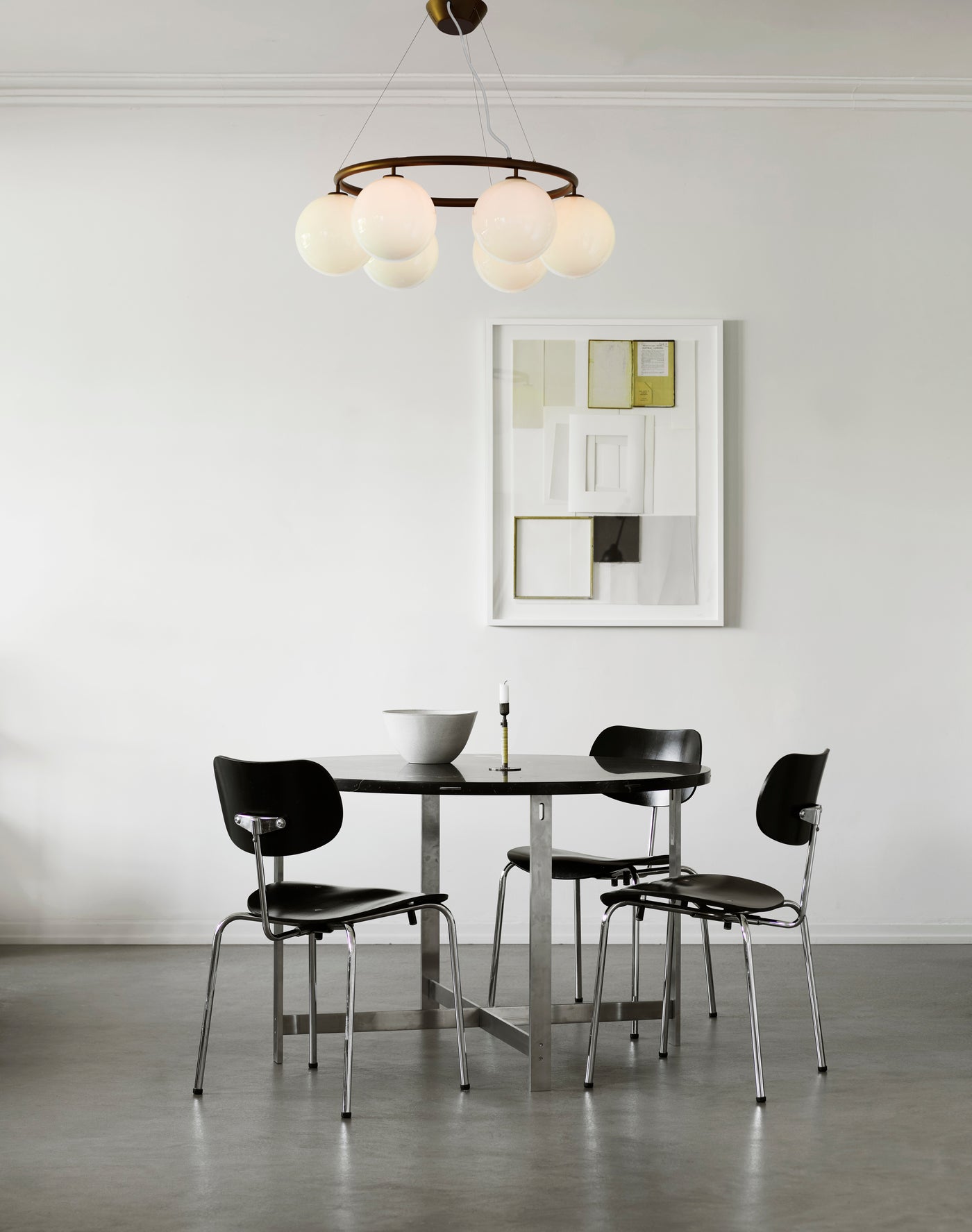 Hanglamp MIIRA 6 CIRCULAR donkerbruin met opaalglas