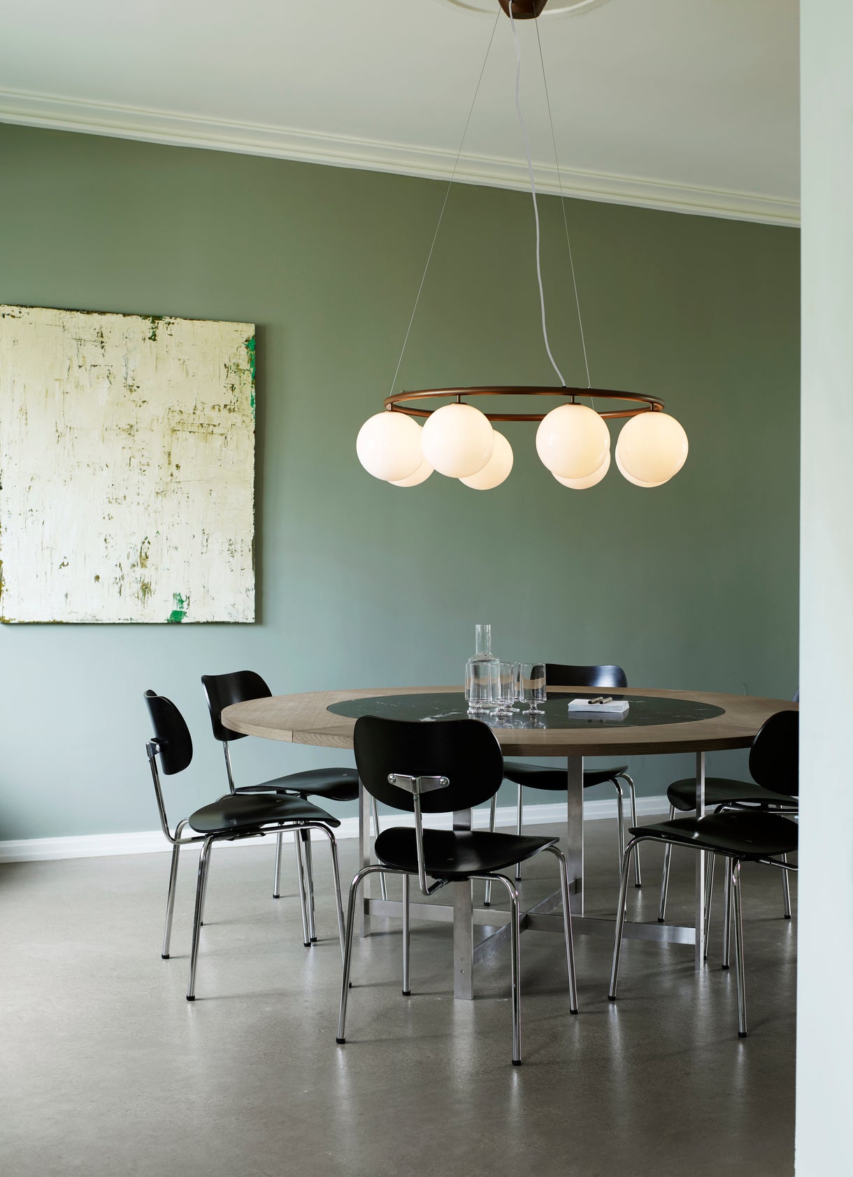 Hanglamp MIIRA 8 CIRCULAR donkerbruin met opaalglas