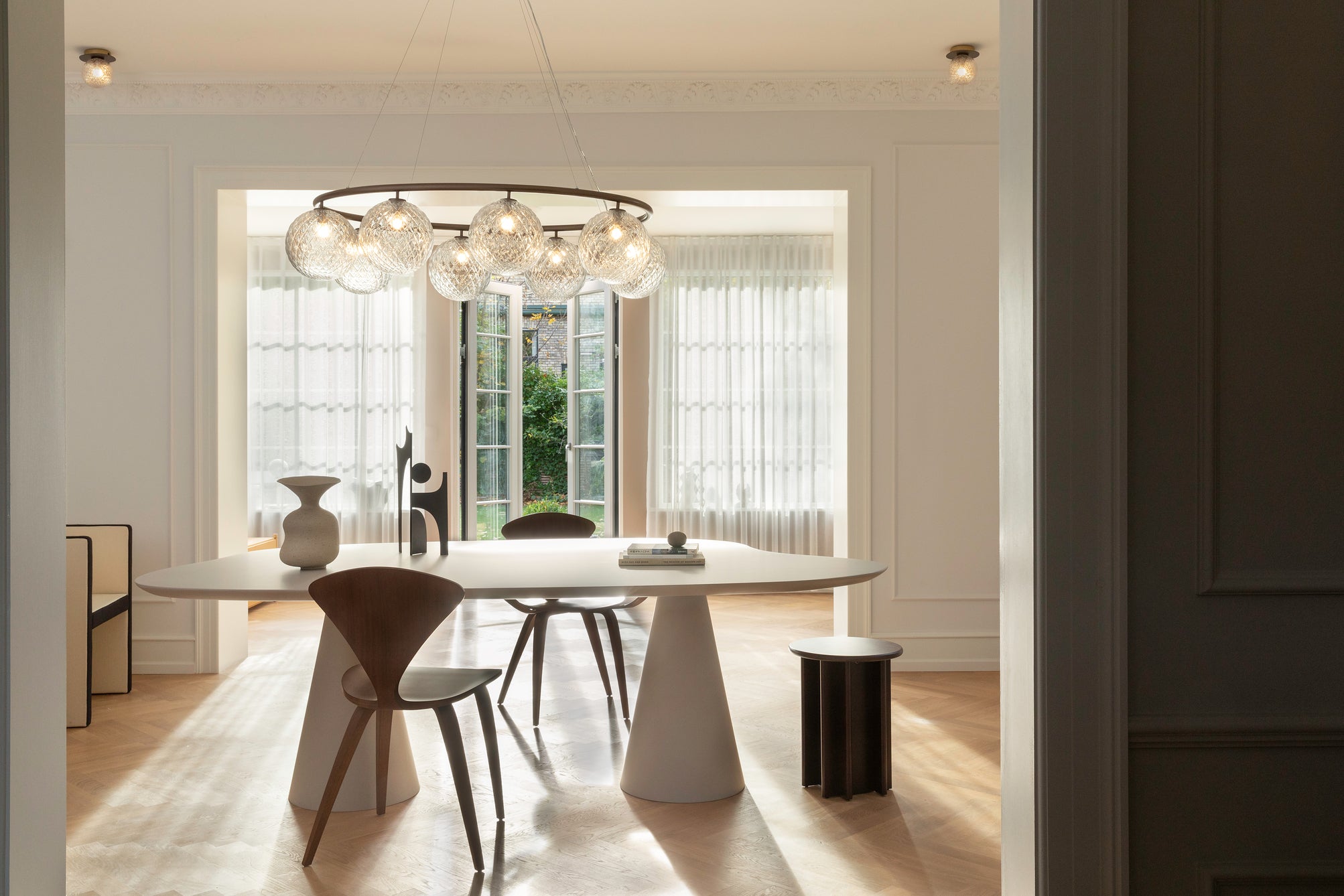 Hanglamp MIIRA 8 OVAL donkerbruin met transparant glas