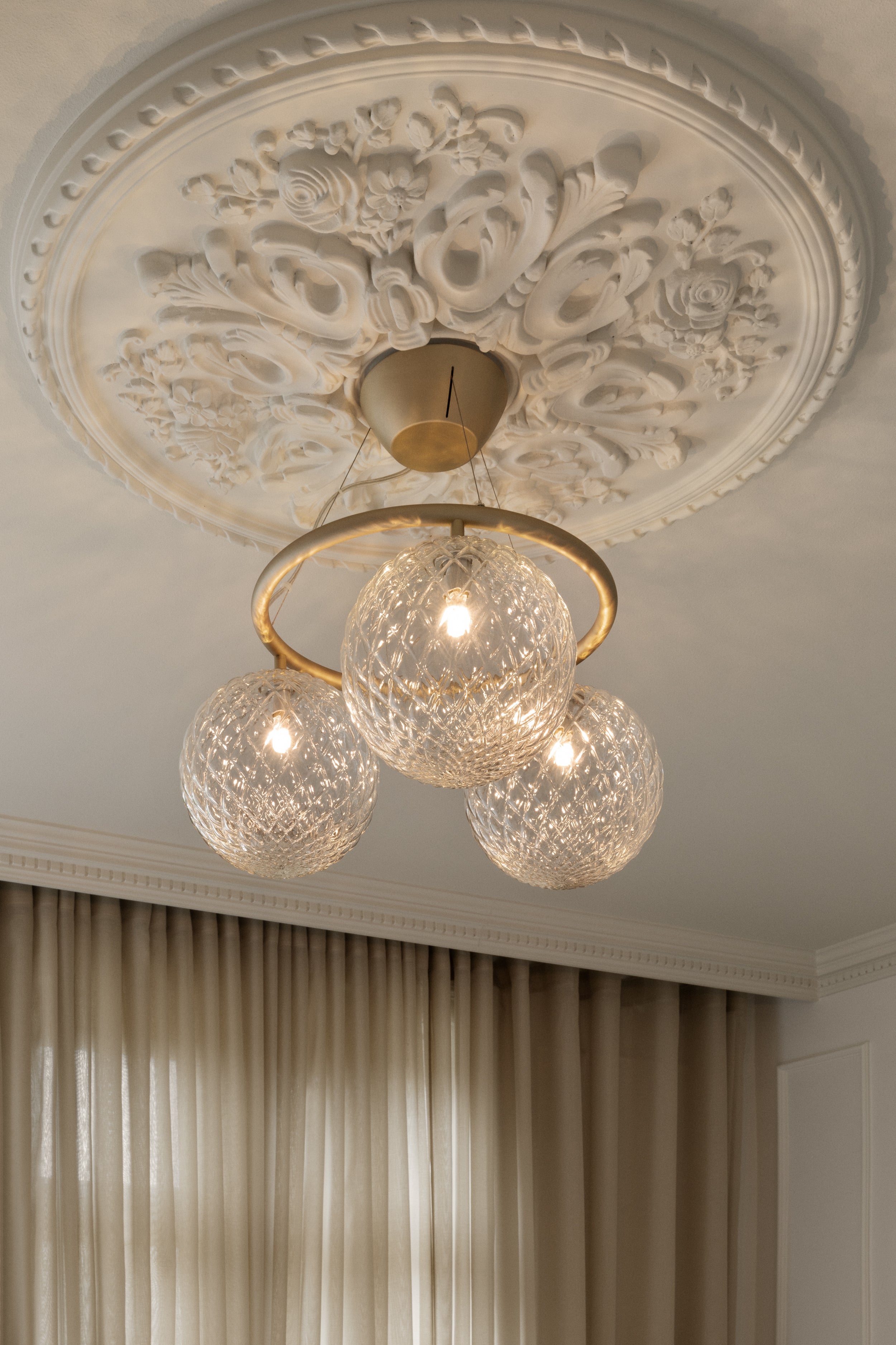 Hanglamp MIIRA 3 CIRCULAR messing met transparant glas